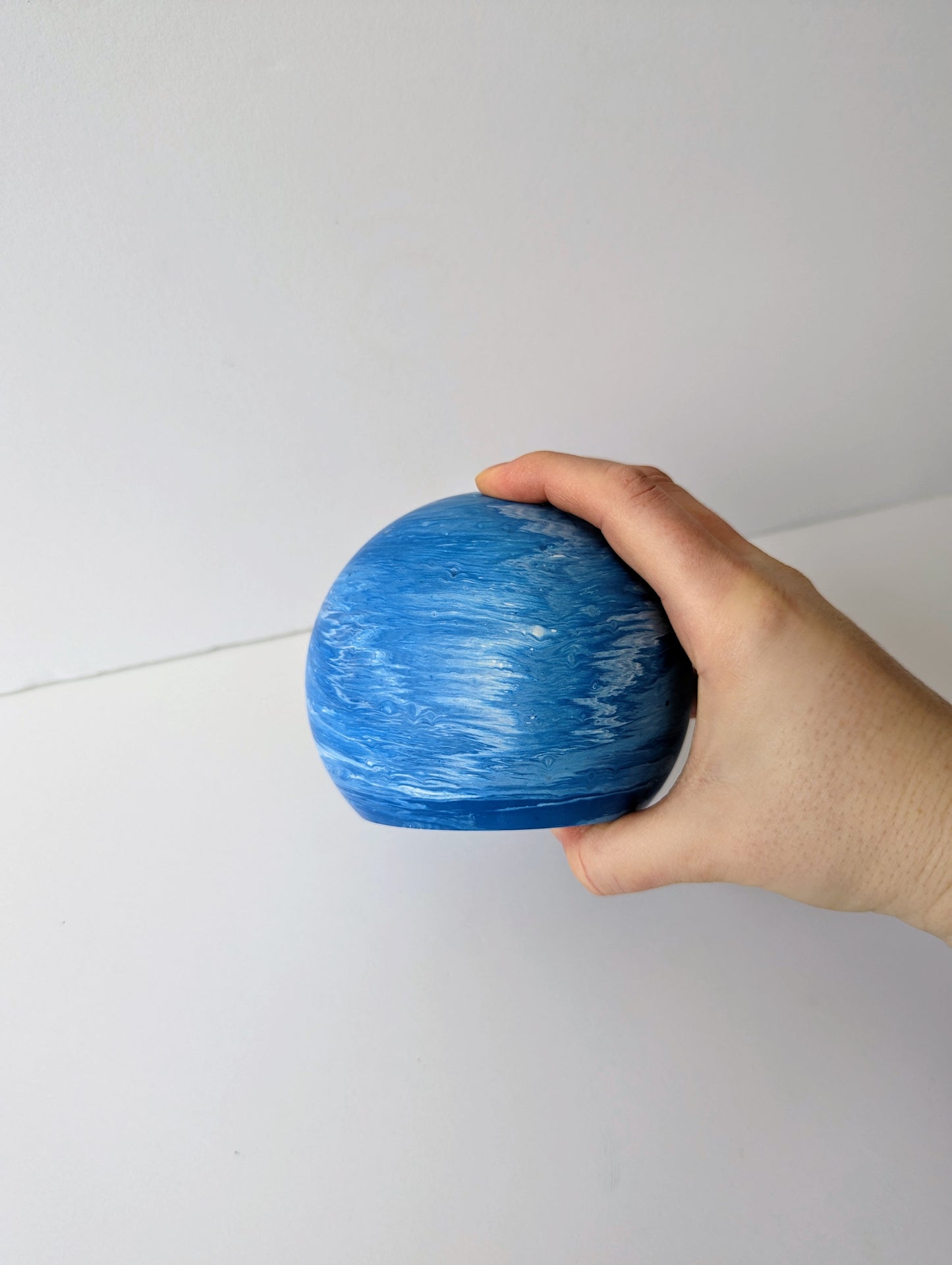 Blue Marbled Sphere Bookend / Doorstop