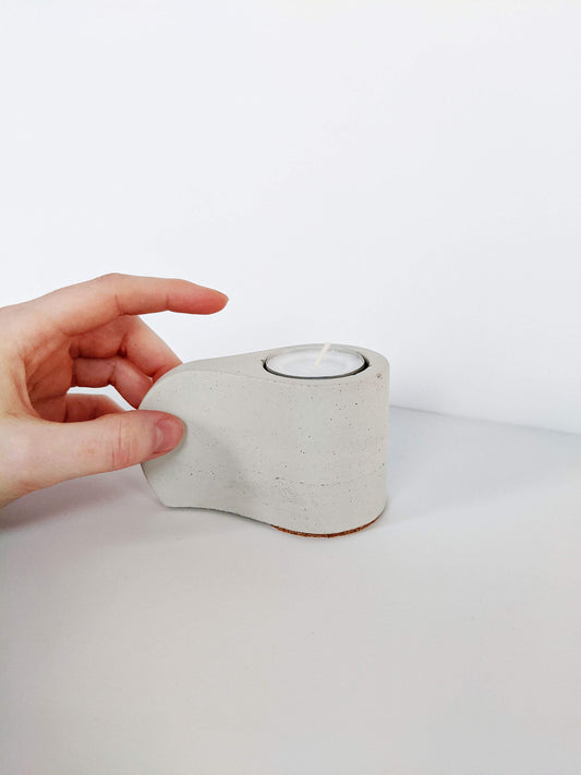 Hygge Handled Tealight Holder. Minimalist Concrete Tealight Candleholder with Handle. Modern Scandi Home Decor. Gifts under 30.
