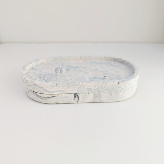 Black, Blue & White Marbled Small Tray
