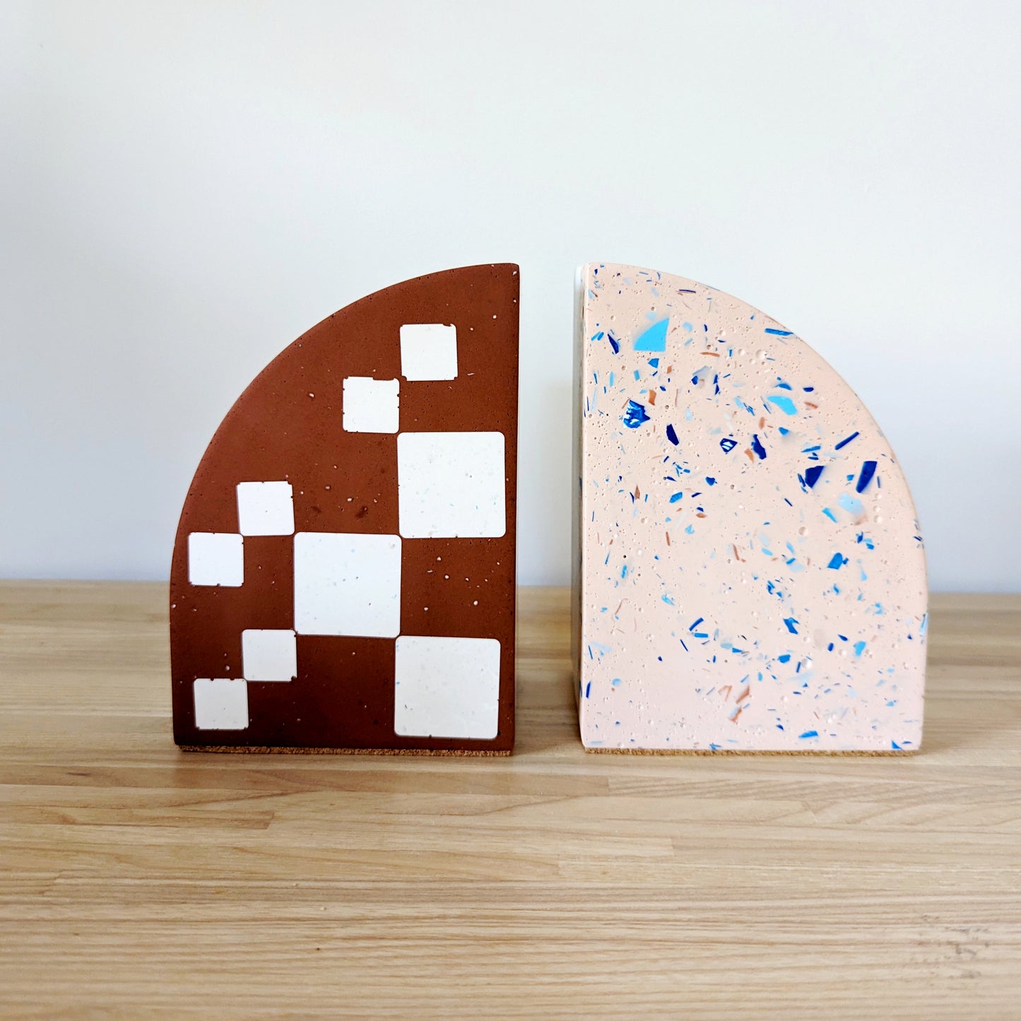 Checkered Terrazzo Curve Bookend (Set of 2)