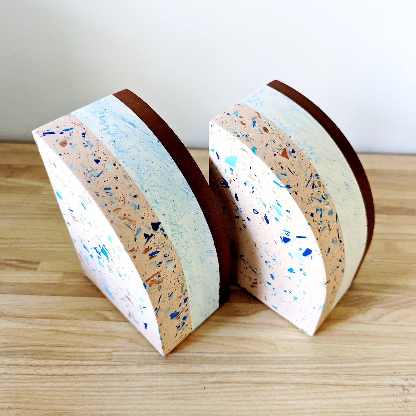 Checkered Terrazzo Curve Bookend (Set of 2)