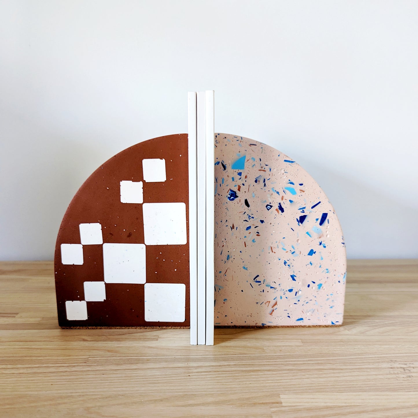 Checkered Terrazzo Curve Bookend (Set of 2)