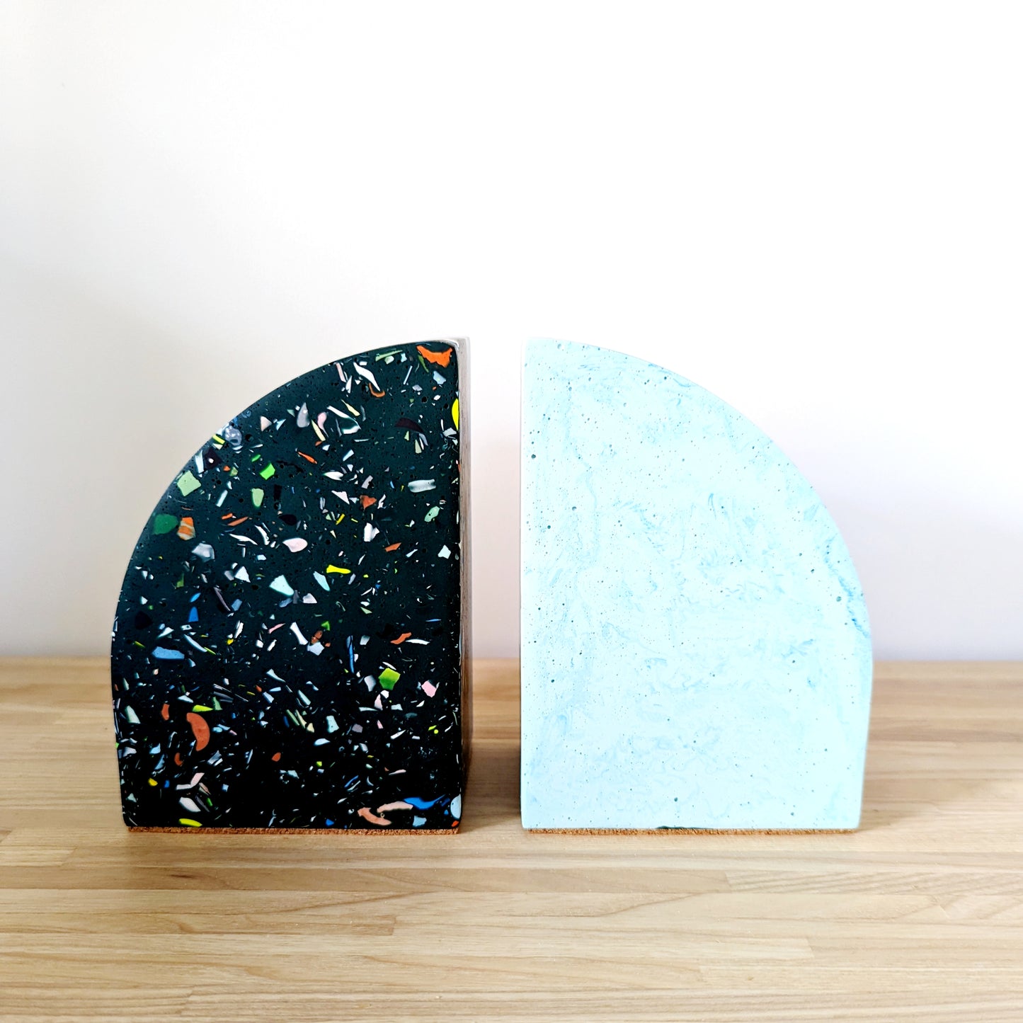 Dark Green Terrazzo Curve Bookend (Set of 2)