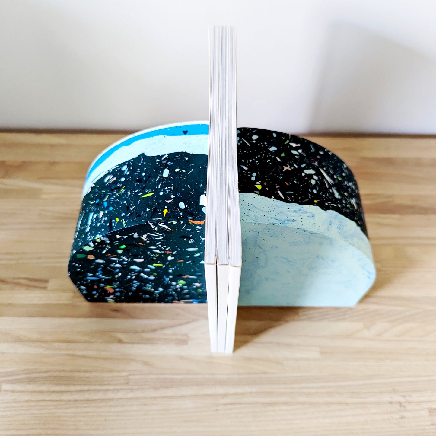 Dark Green Terrazzo Curve Bookend (Set of 2)