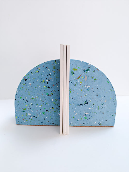 Sky Blue Terrazzo Curve Bookend