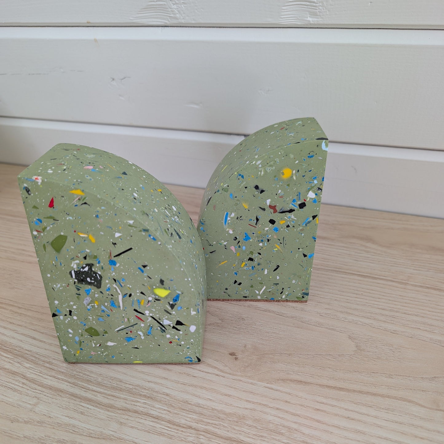 Green Terrazzo Curve Bookends