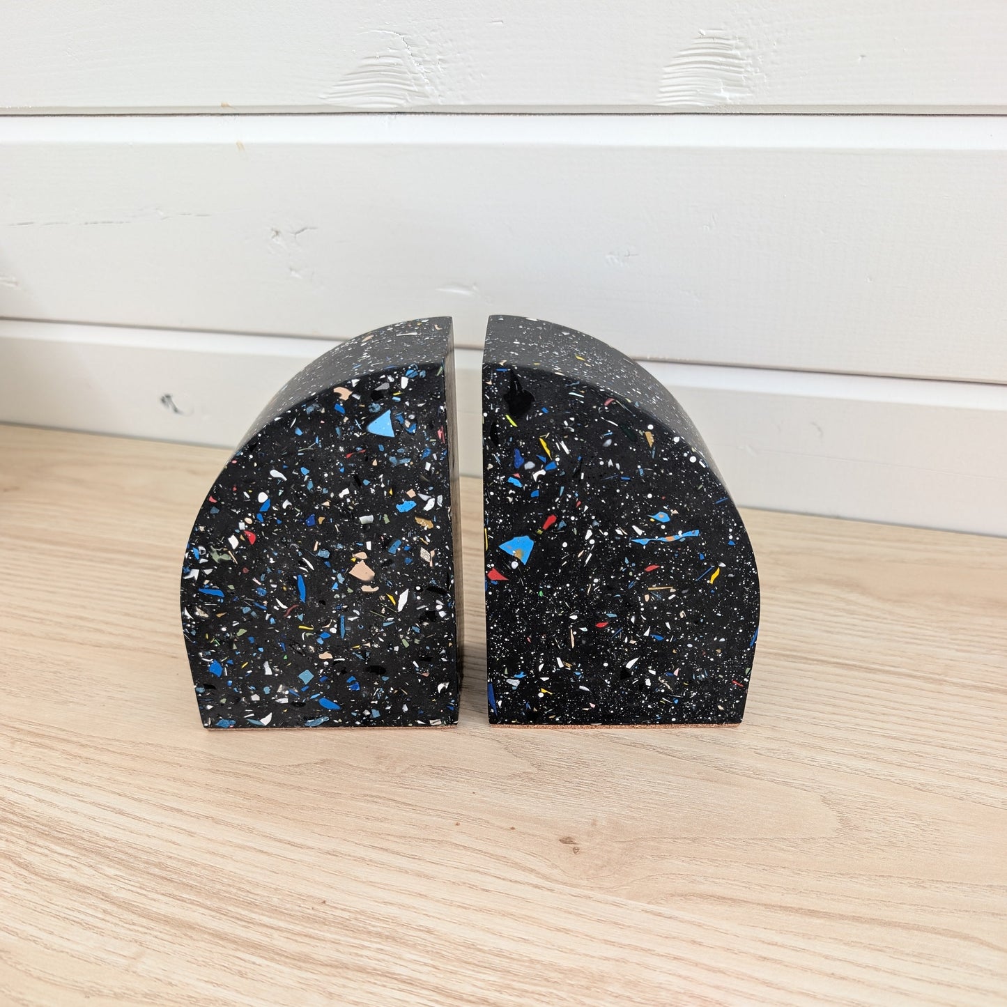 Black Terrazzo Curve Bookends
