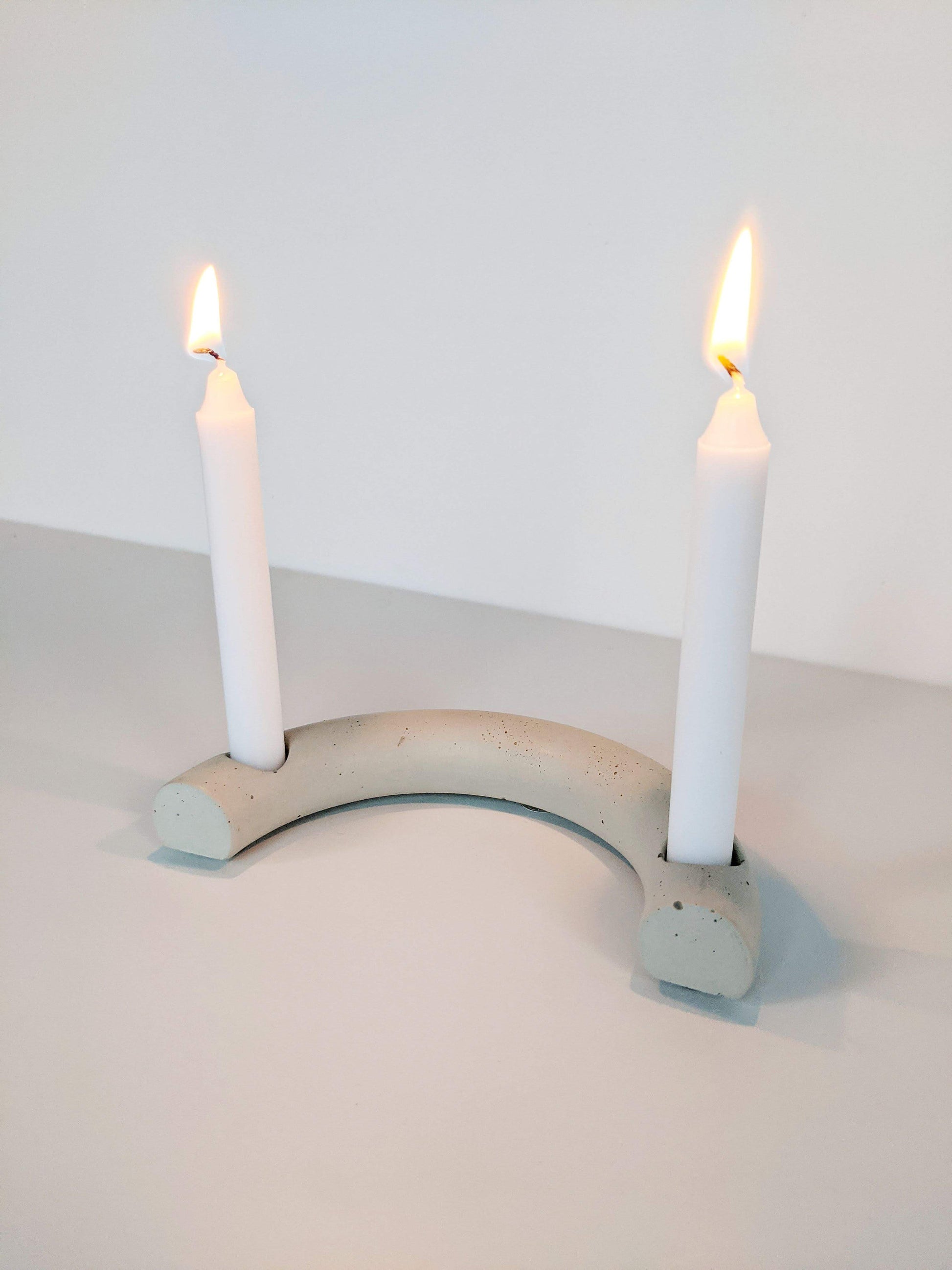 Crescent Mini Taper Holder, Minimalist Concrete Mini Candleholder