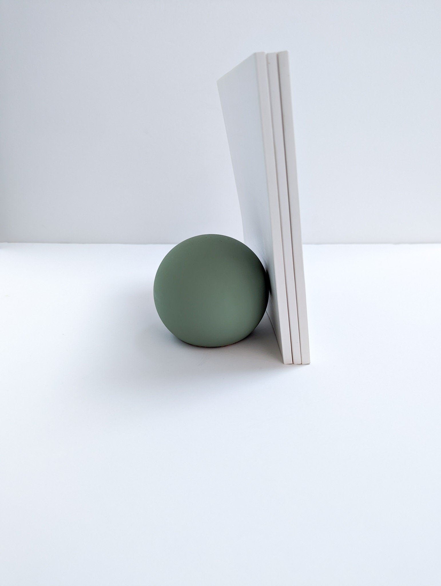Sage Green Concrete Sphere Bookend