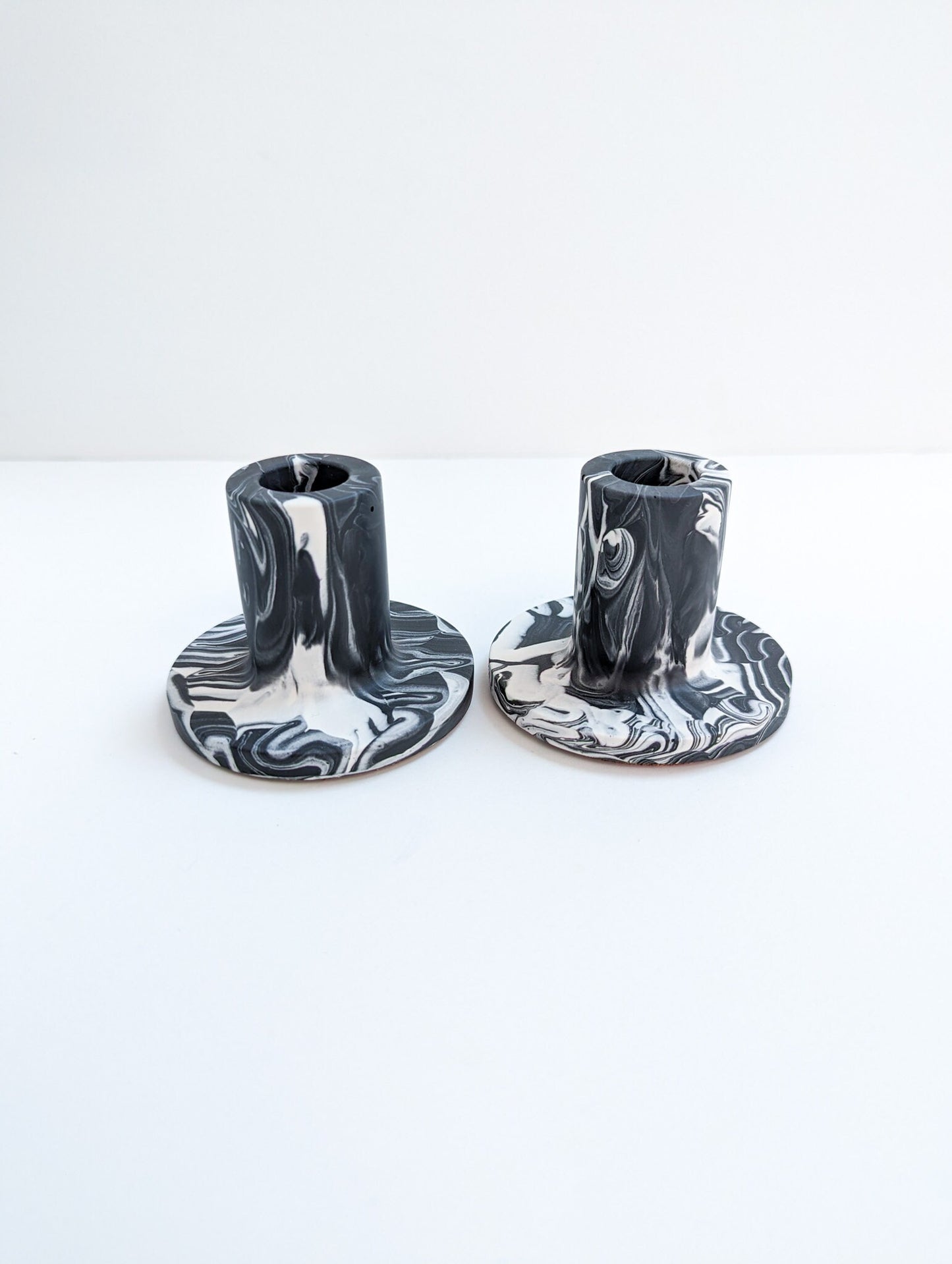 Black Marbled Taper Candle Holder