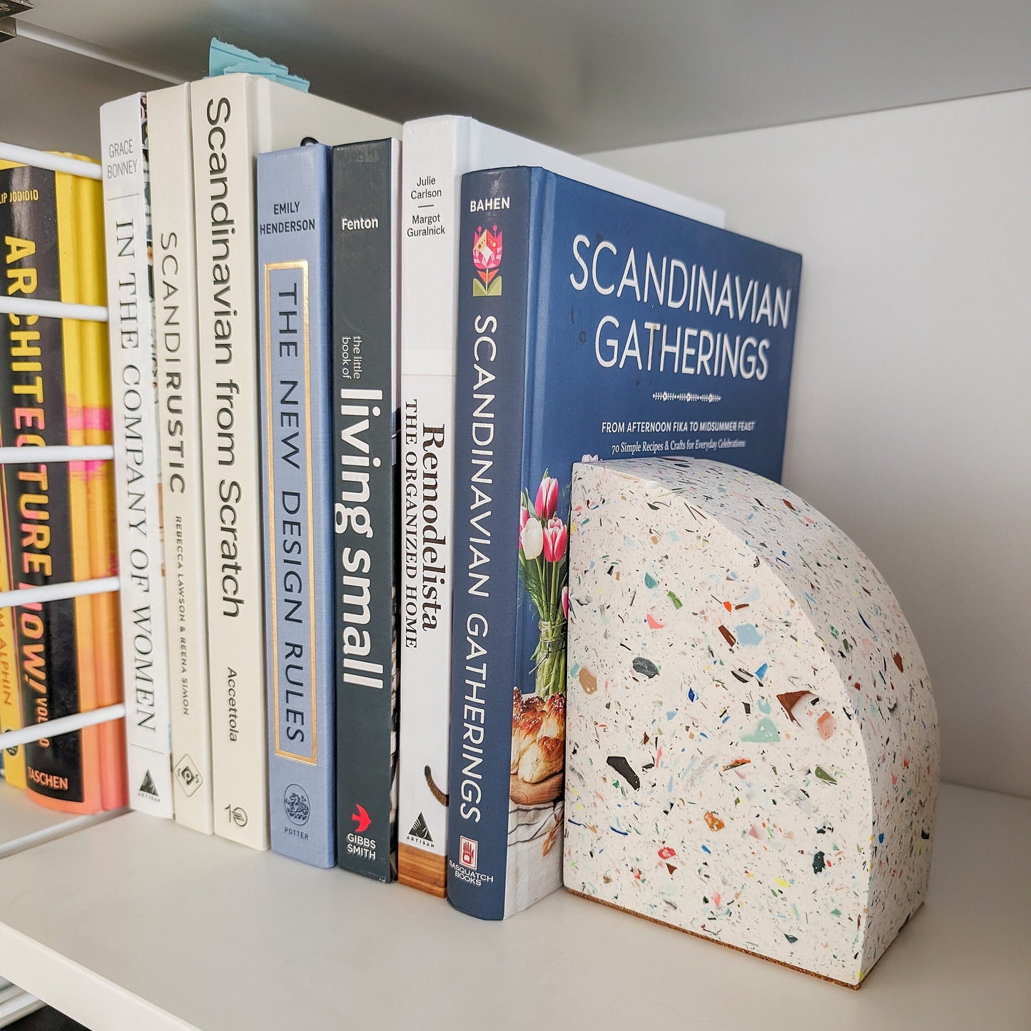 Multicolor Neon Eco-Friendly Terrazzo Bookends