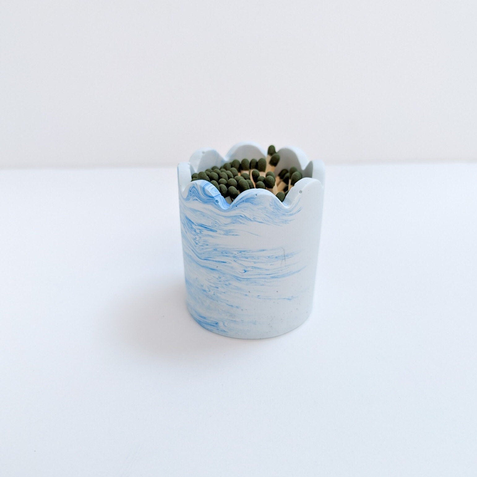 Scalloped Match Holder & Striker, Eco-Friendly Home Decor, Wave Dish Match Container and Strike