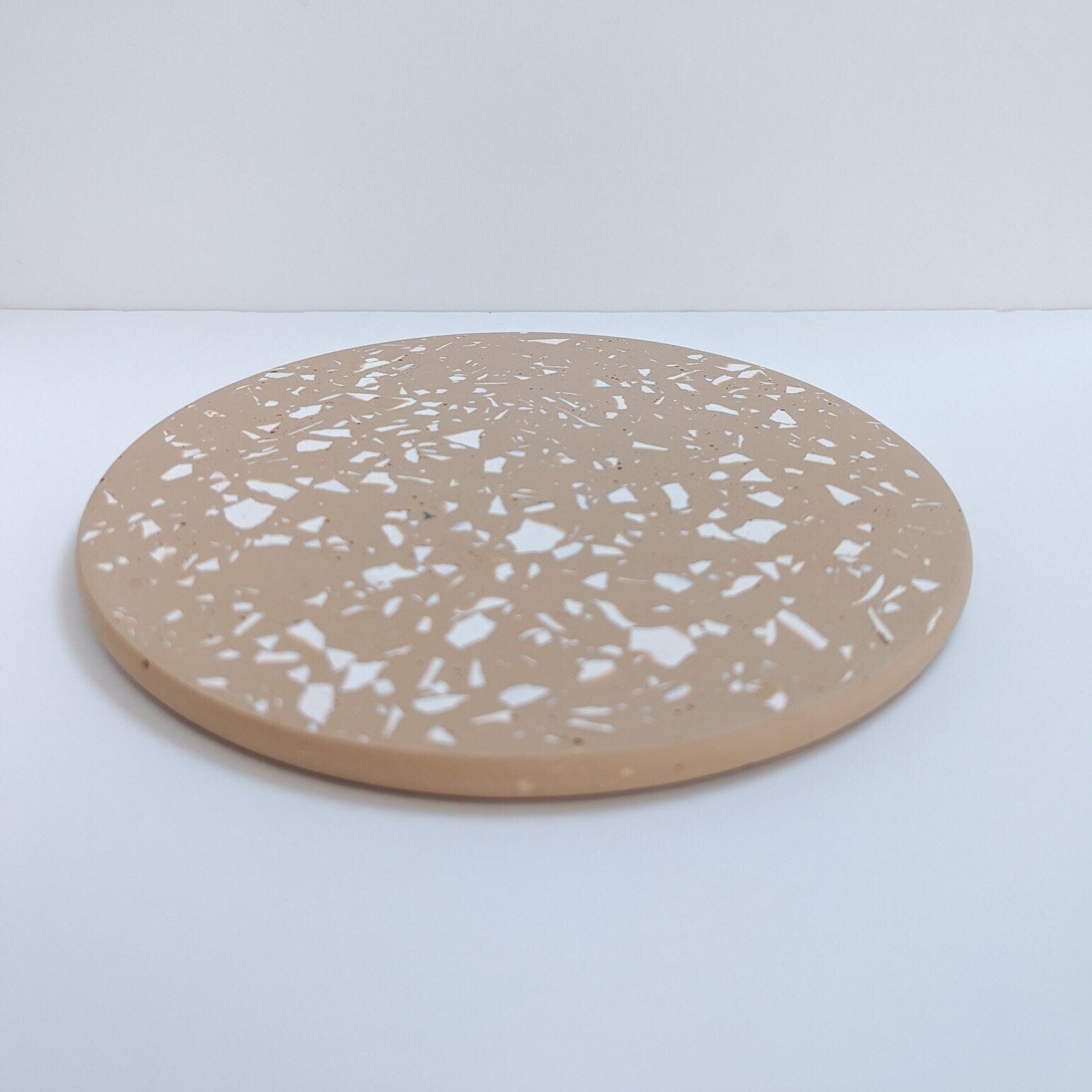 Tan Terrazzo Round Catchall Tray