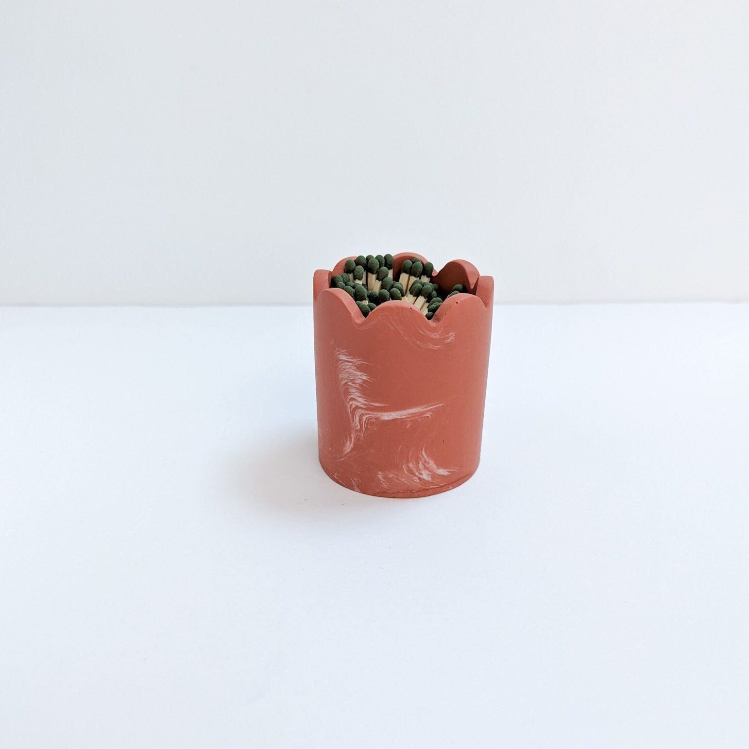 Scalloped Match Holder & Striker, Eco-Friendly Home Decor, Wave Dish Match Container and Strike