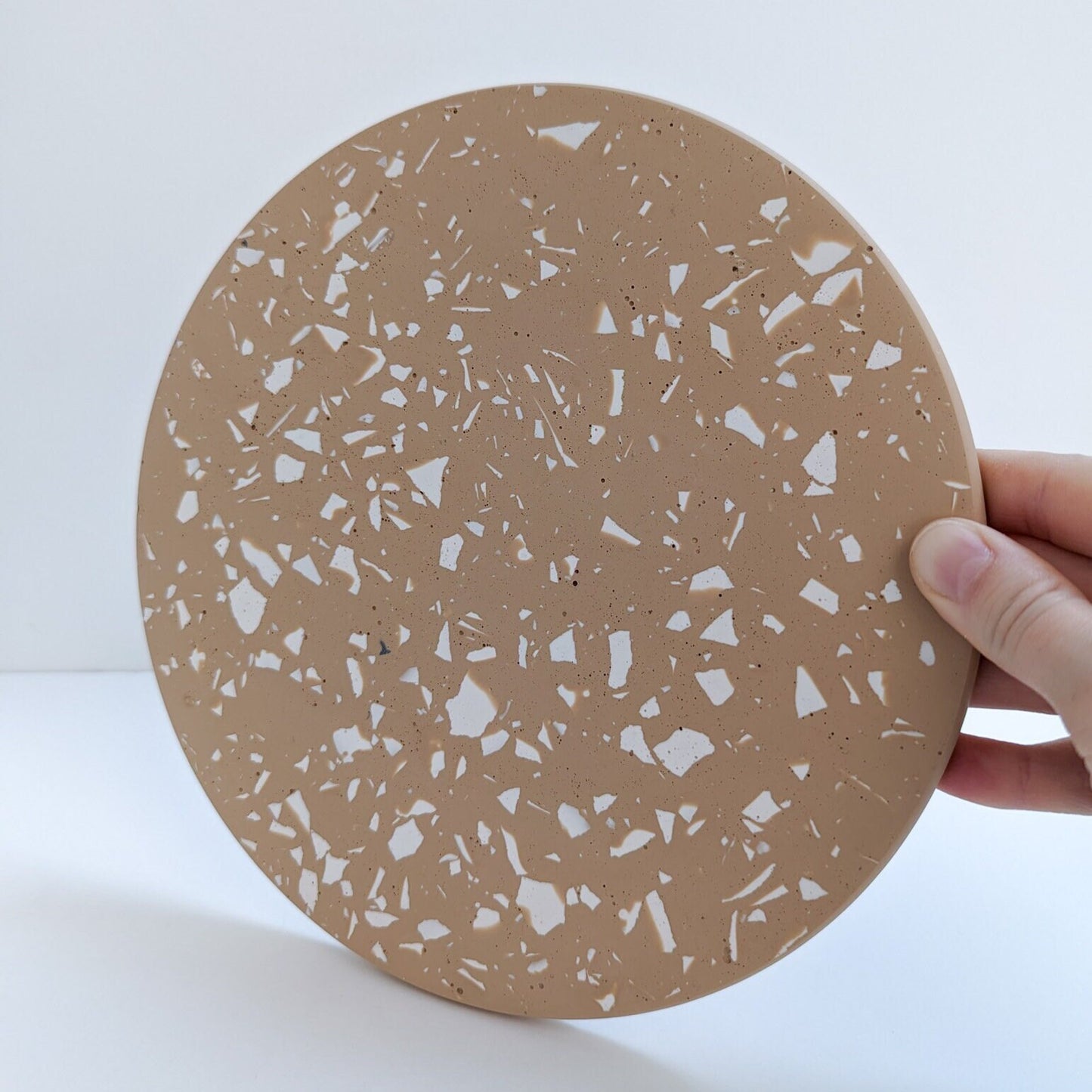 Tan Terrazzo Round Catchall Tray