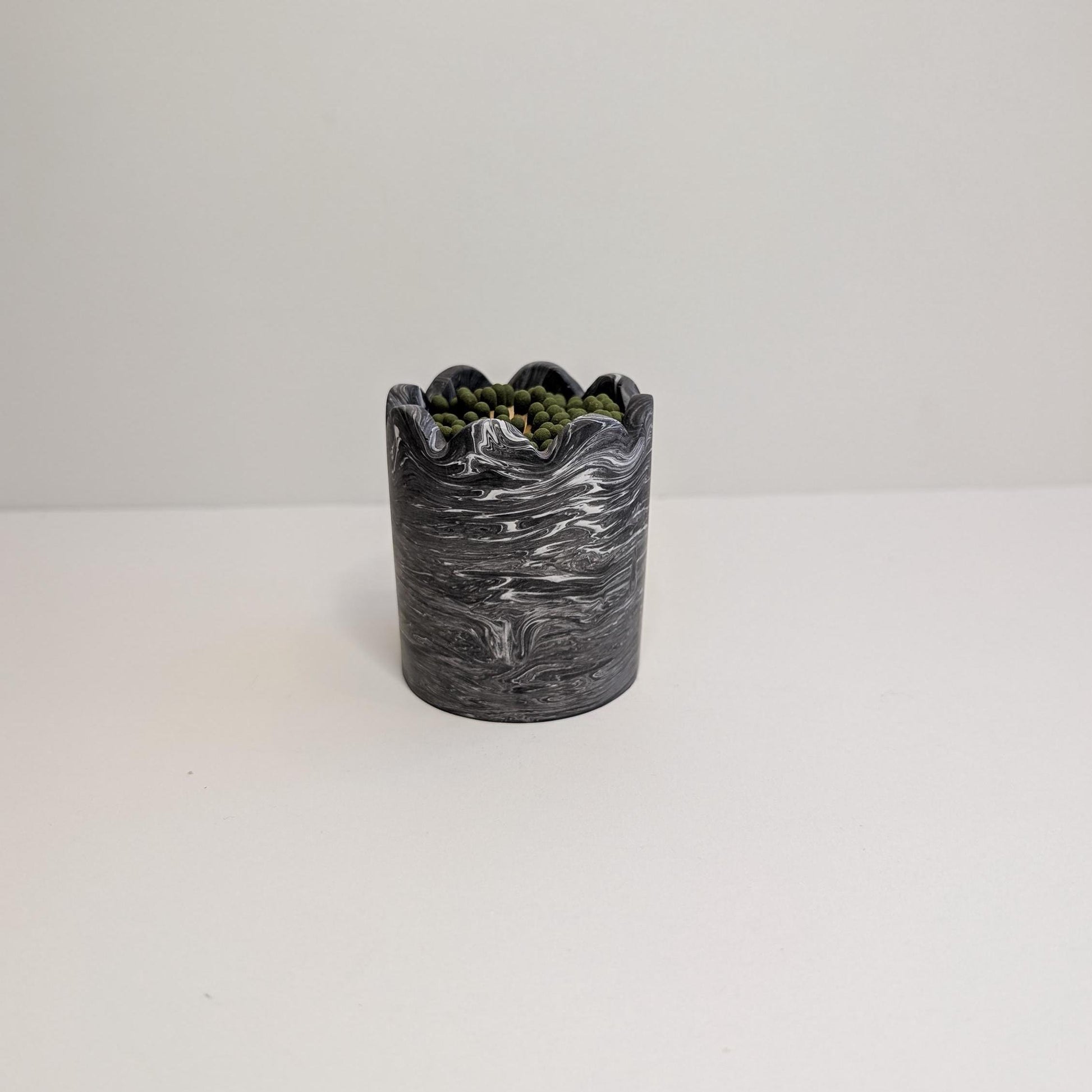 Scalloped Match Holder & Striker, Eco-Friendly Home Decor, Wave Dish Match Container and Strike