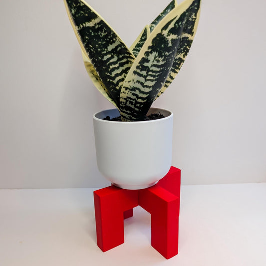 Blue Interlocking Plant Stand, Primary Blue Plant Pedestal, Colorful Plant Stand, Pop of Blue Decor