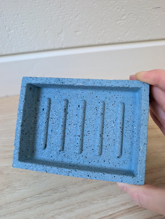 Blue Gray Stone Concrete Soap Dish