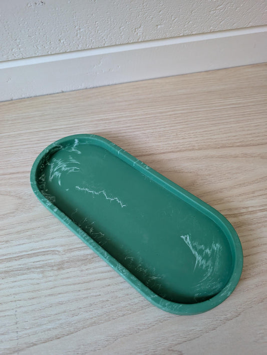 Green Marbled Oval Decorative Tray