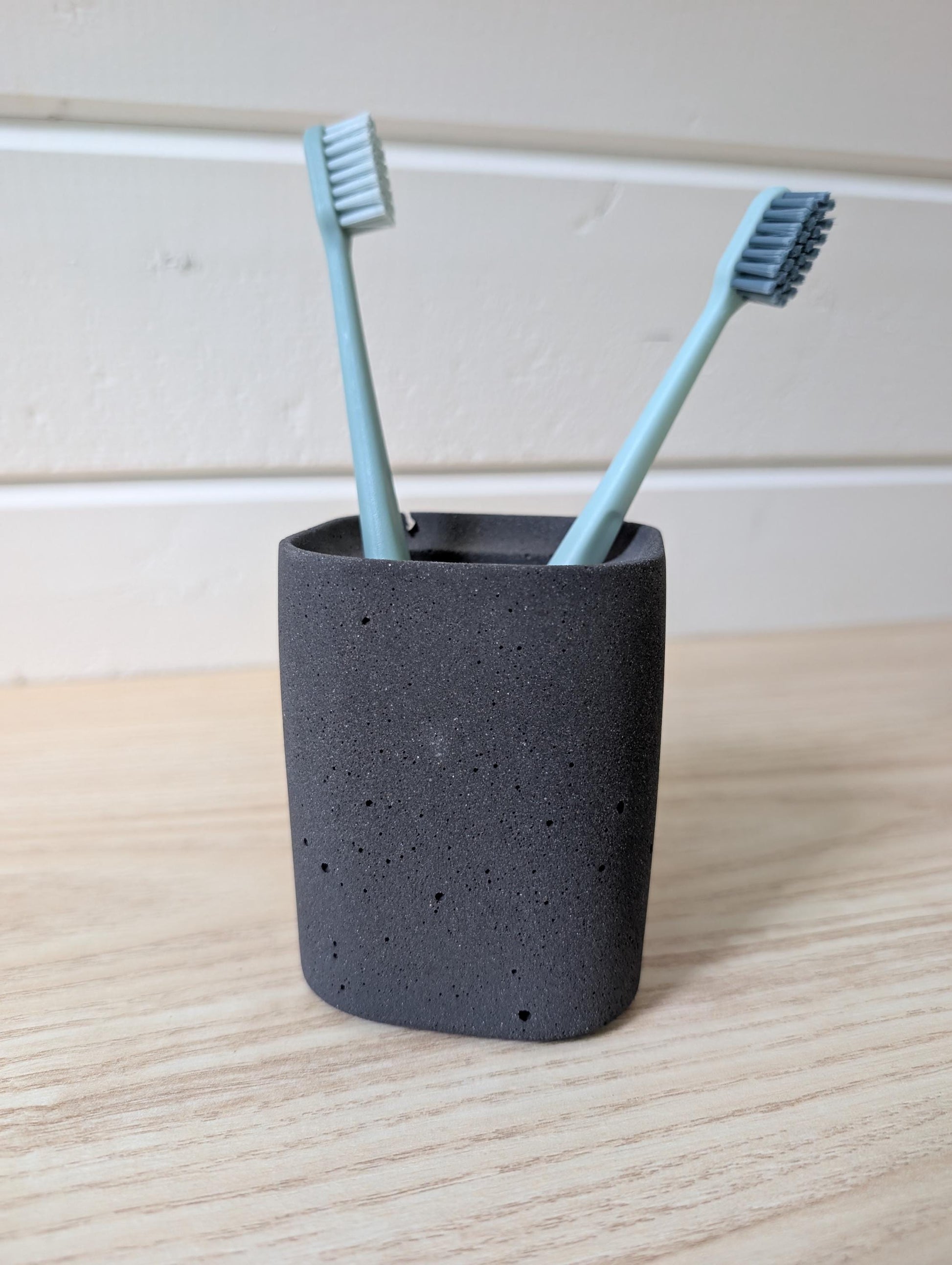 Black Concrete Toothbrush Holder