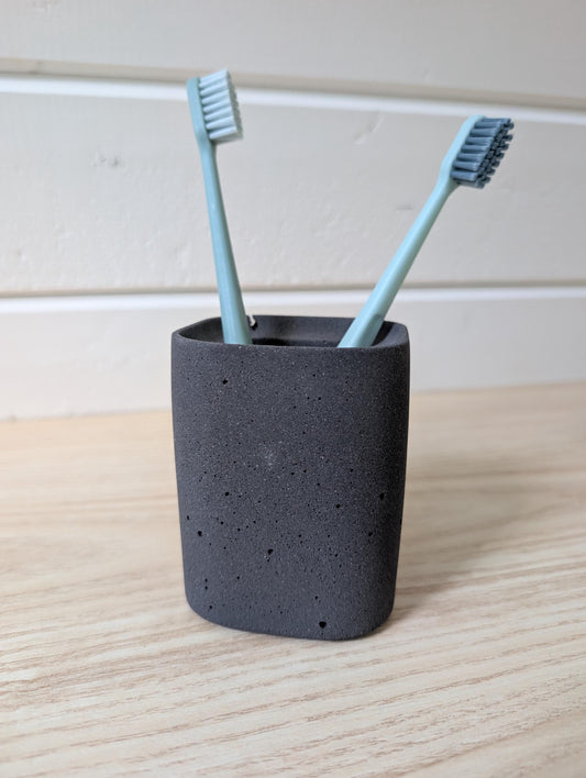 Black Concrete Toothbrush Holder