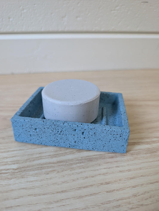Blue Gray Stone Concrete Soap Dish