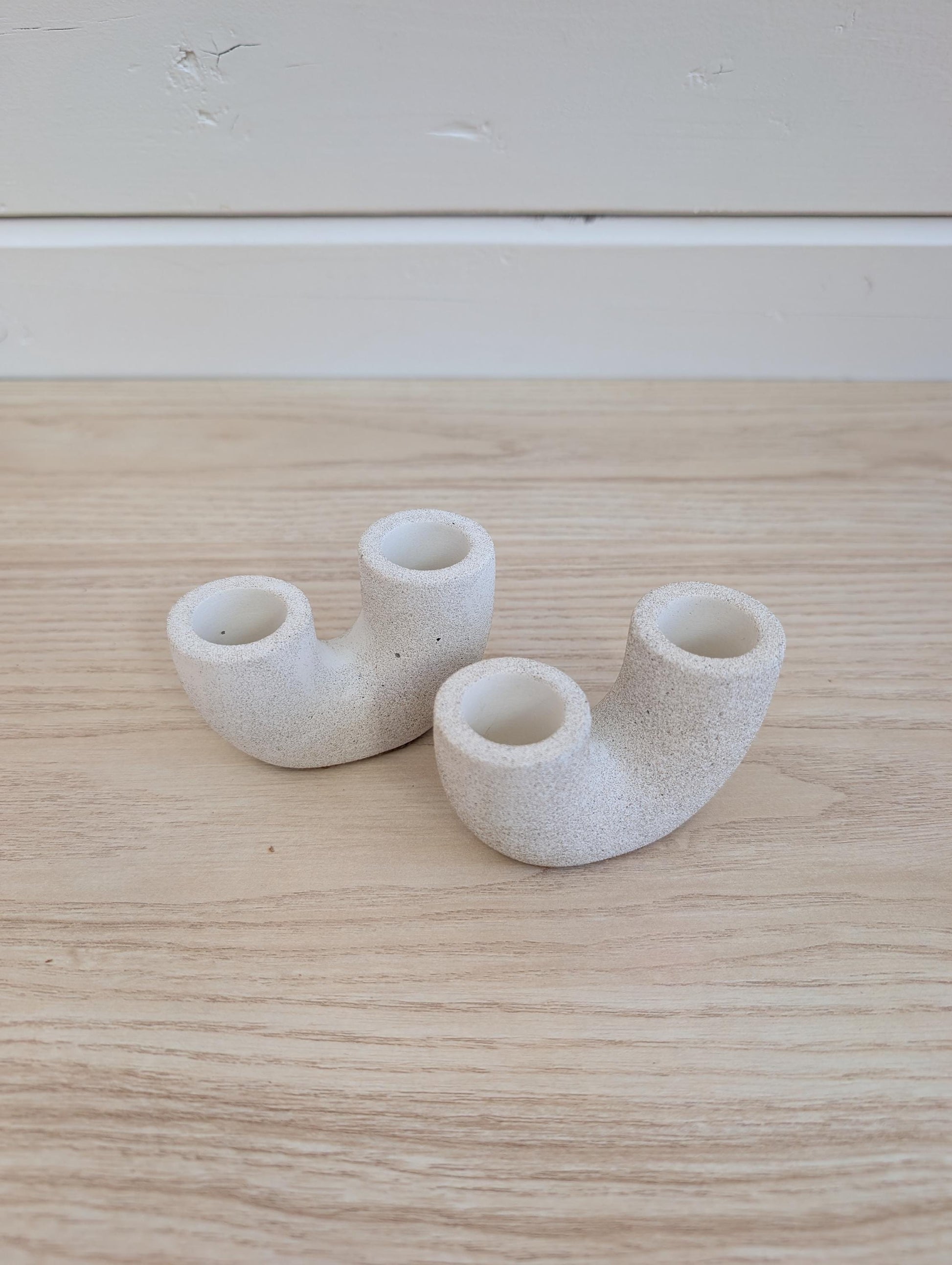 Concrete Double Taper Candle Holder