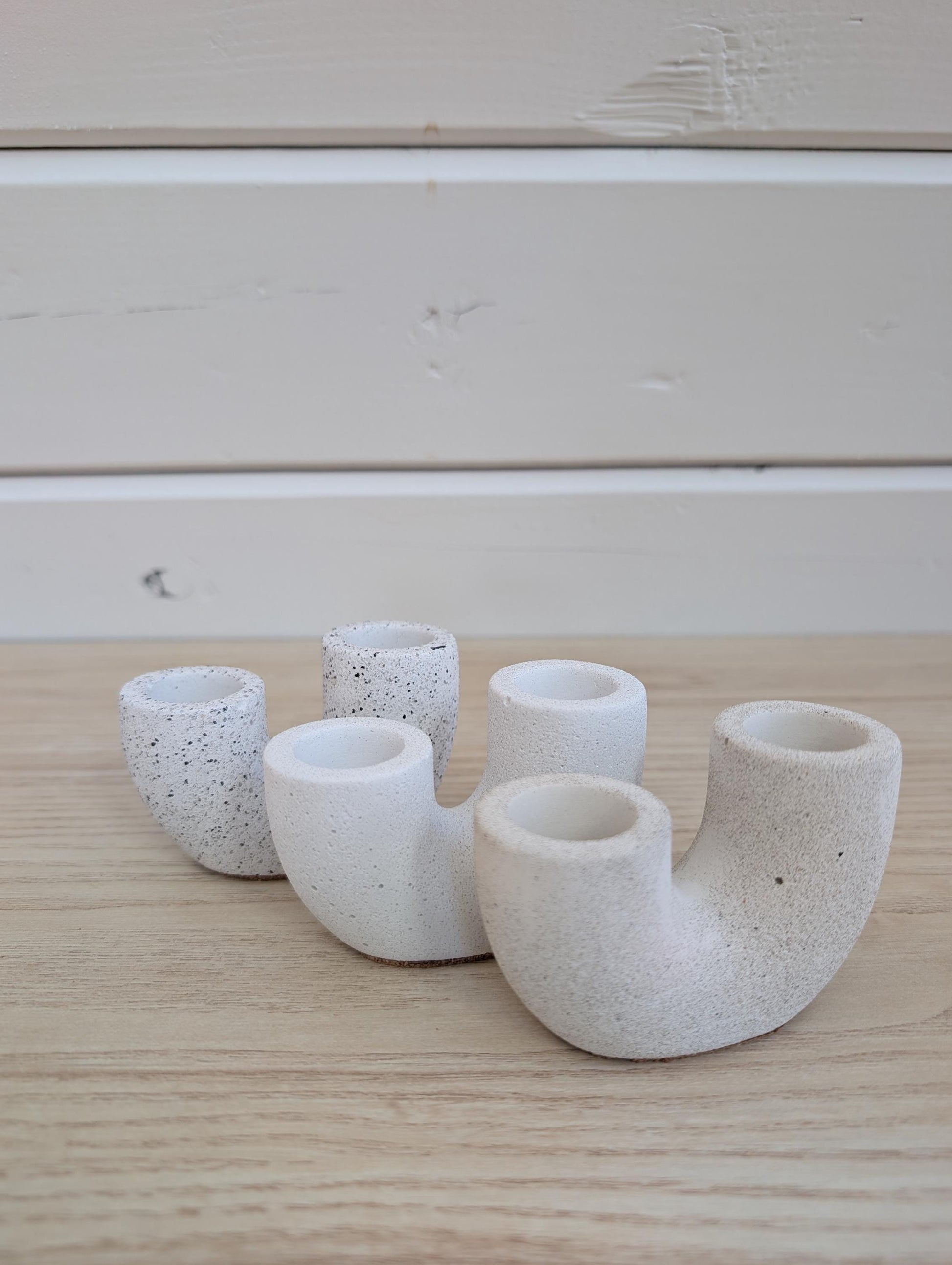 Concrete Double Taper Candle Holder