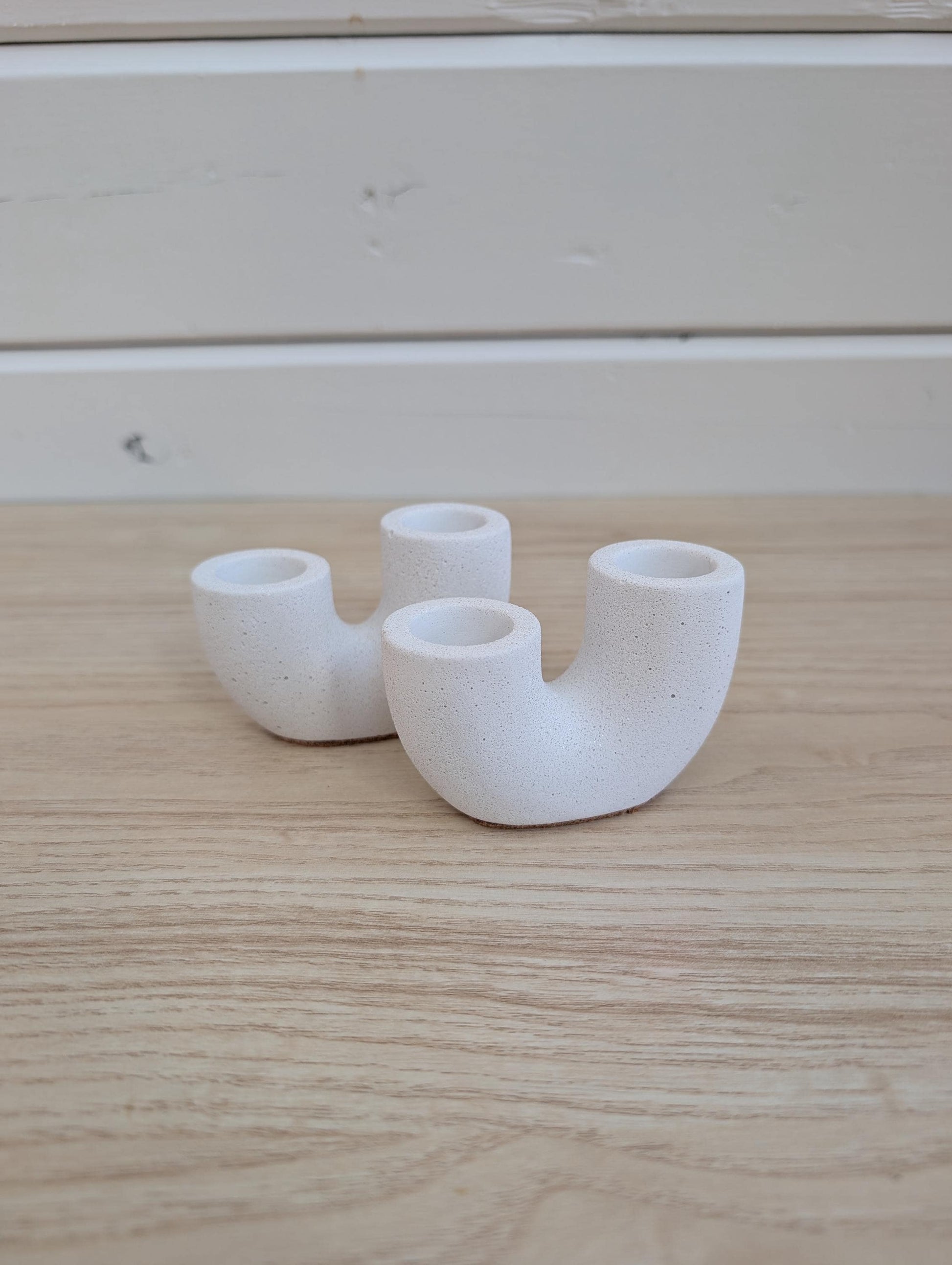 Concrete Double Taper Candle Holder