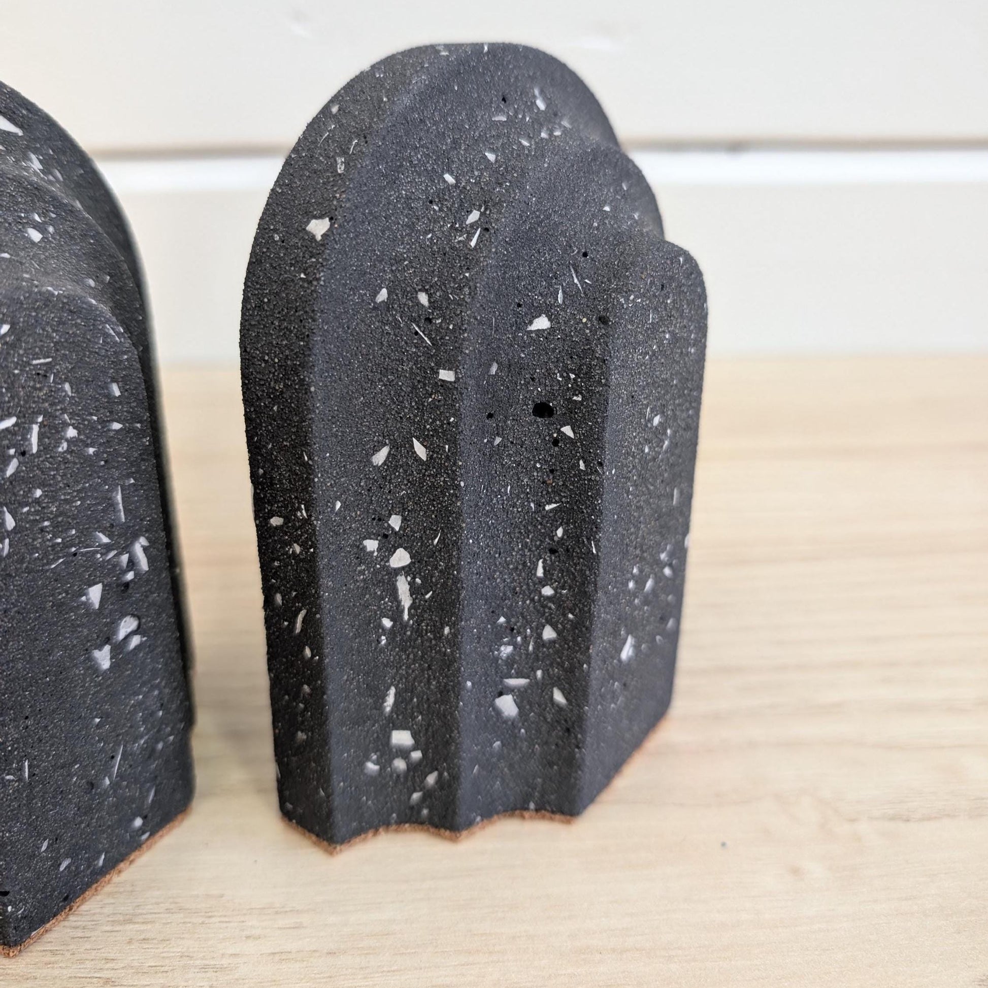Black Concrete Terrazzo Arched Bookends