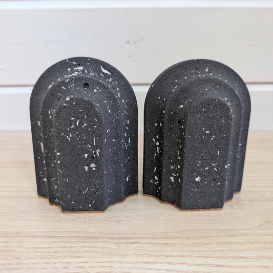 Black Concrete Terrazzo Arched Bookends