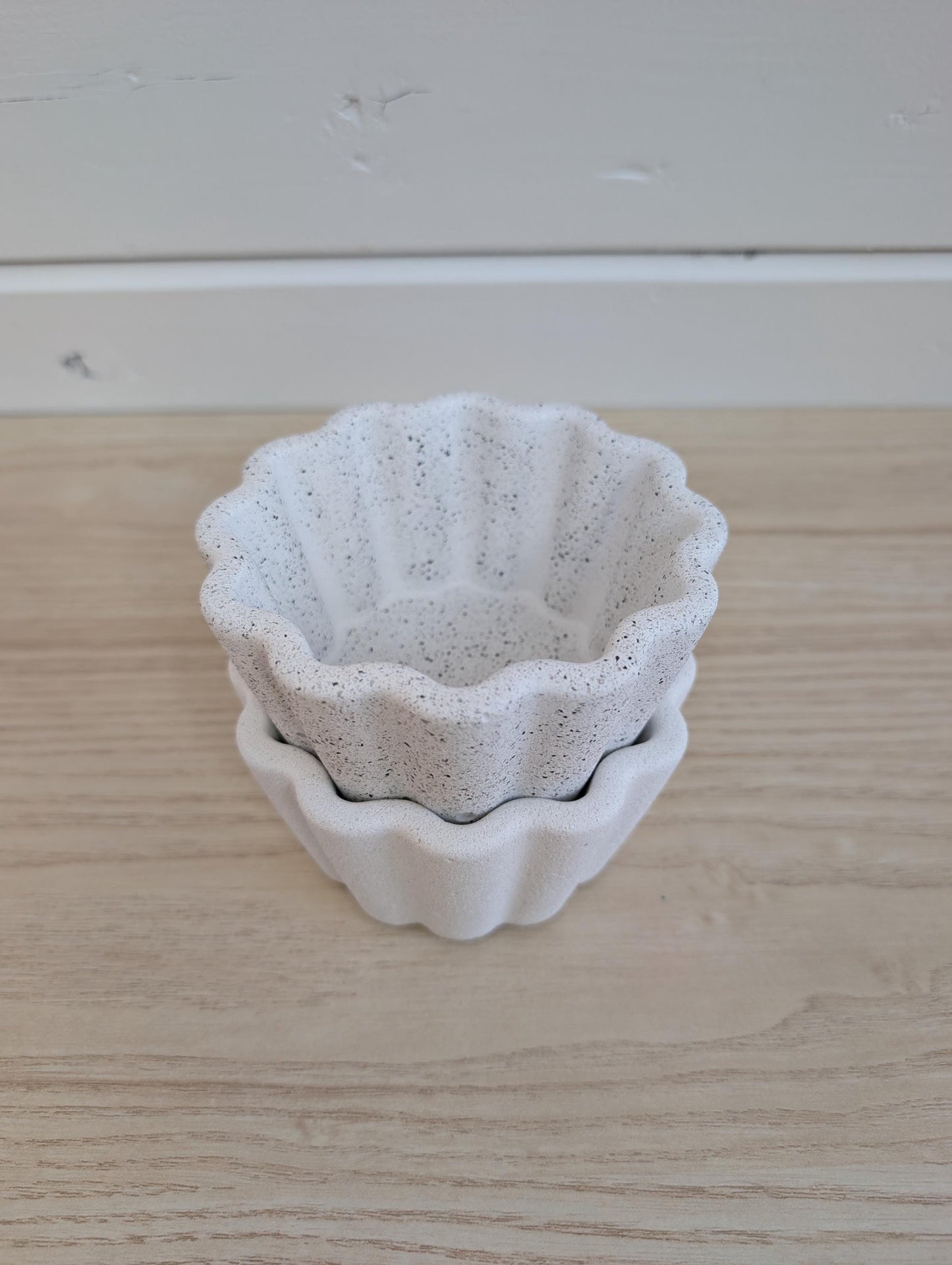 White Concrete Scalloped Catchall Dish
