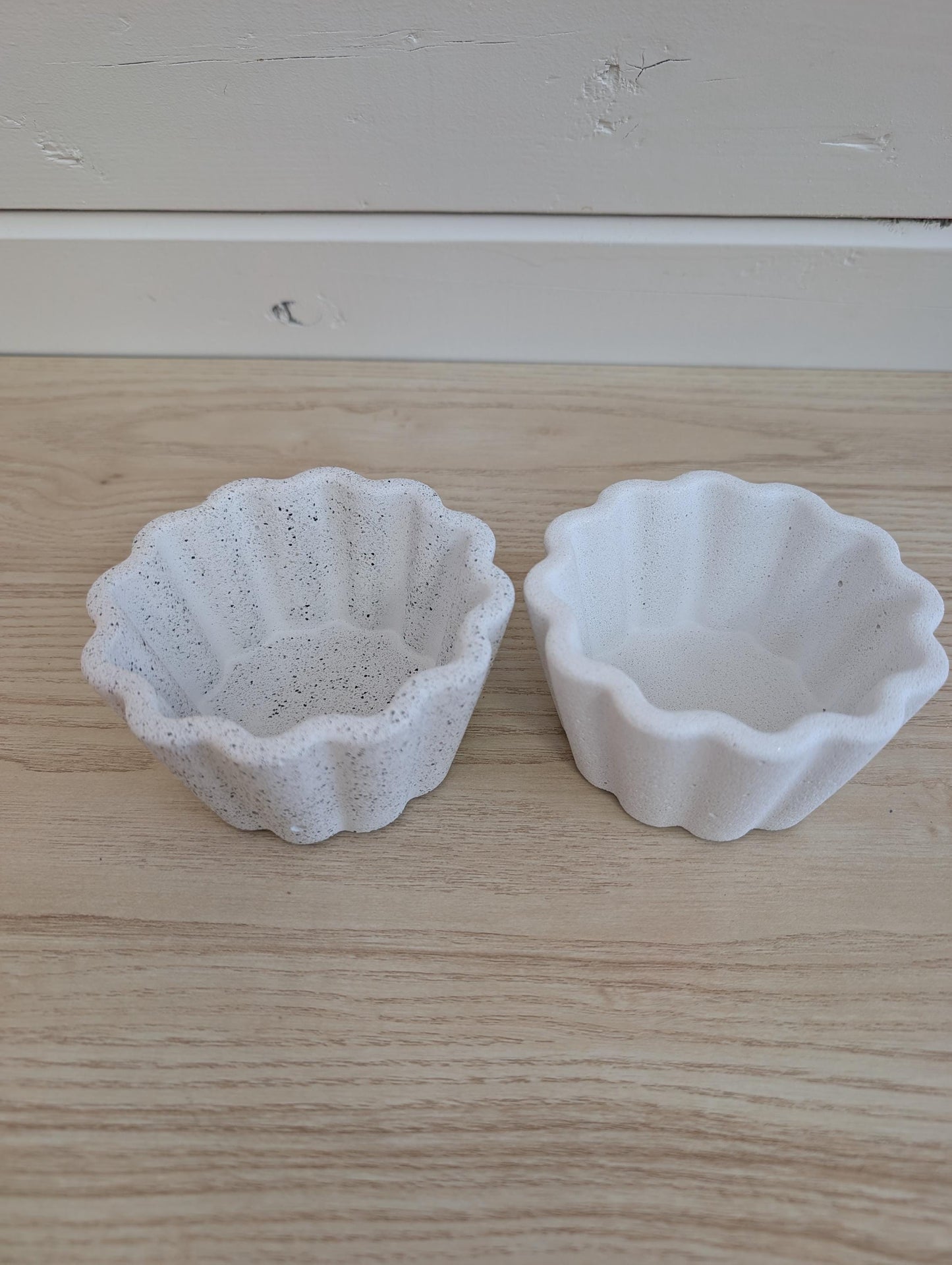 White Concrete Scalloped Catchall Dish