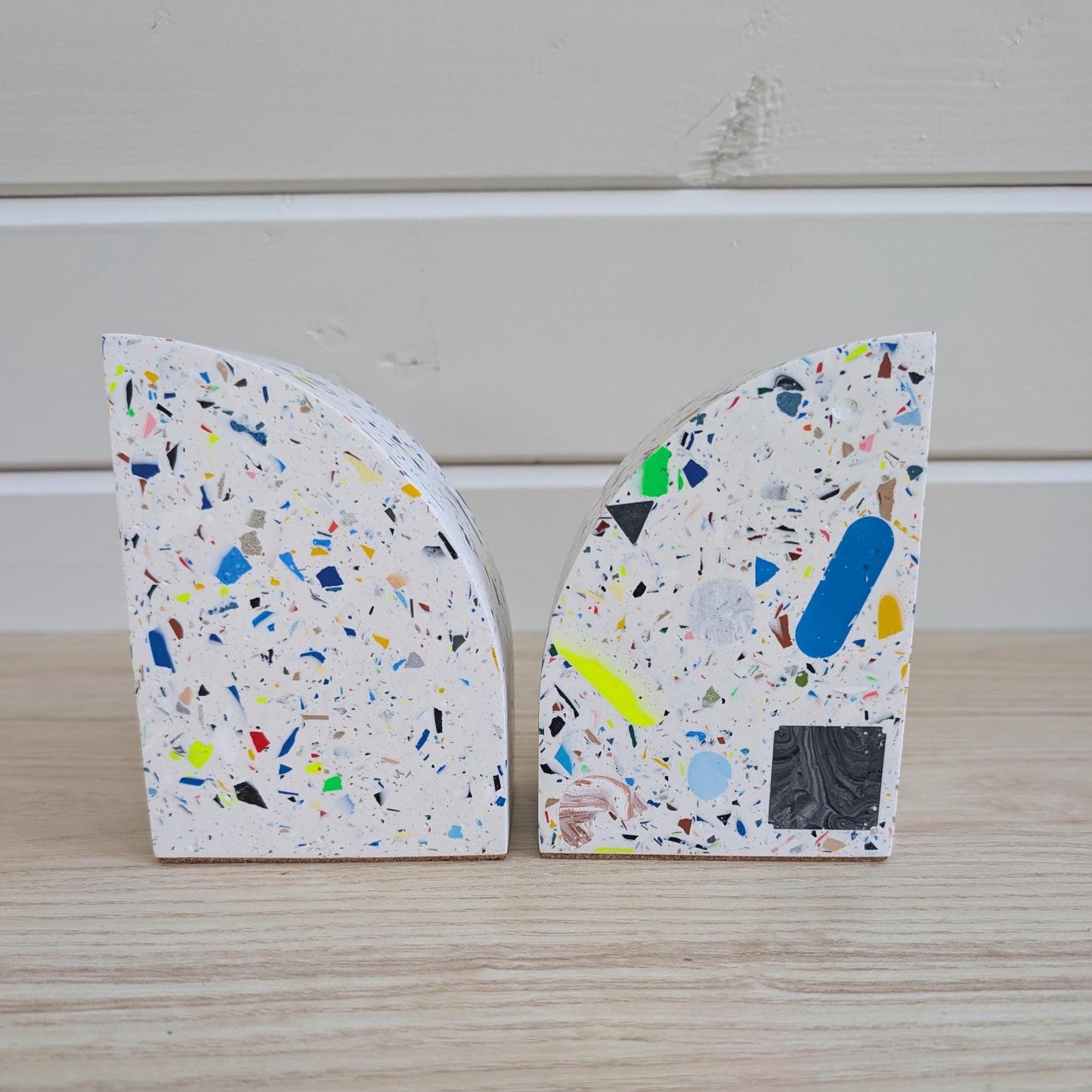 Multicolor Geometric Eco-Friendly Terrazzo Bookends