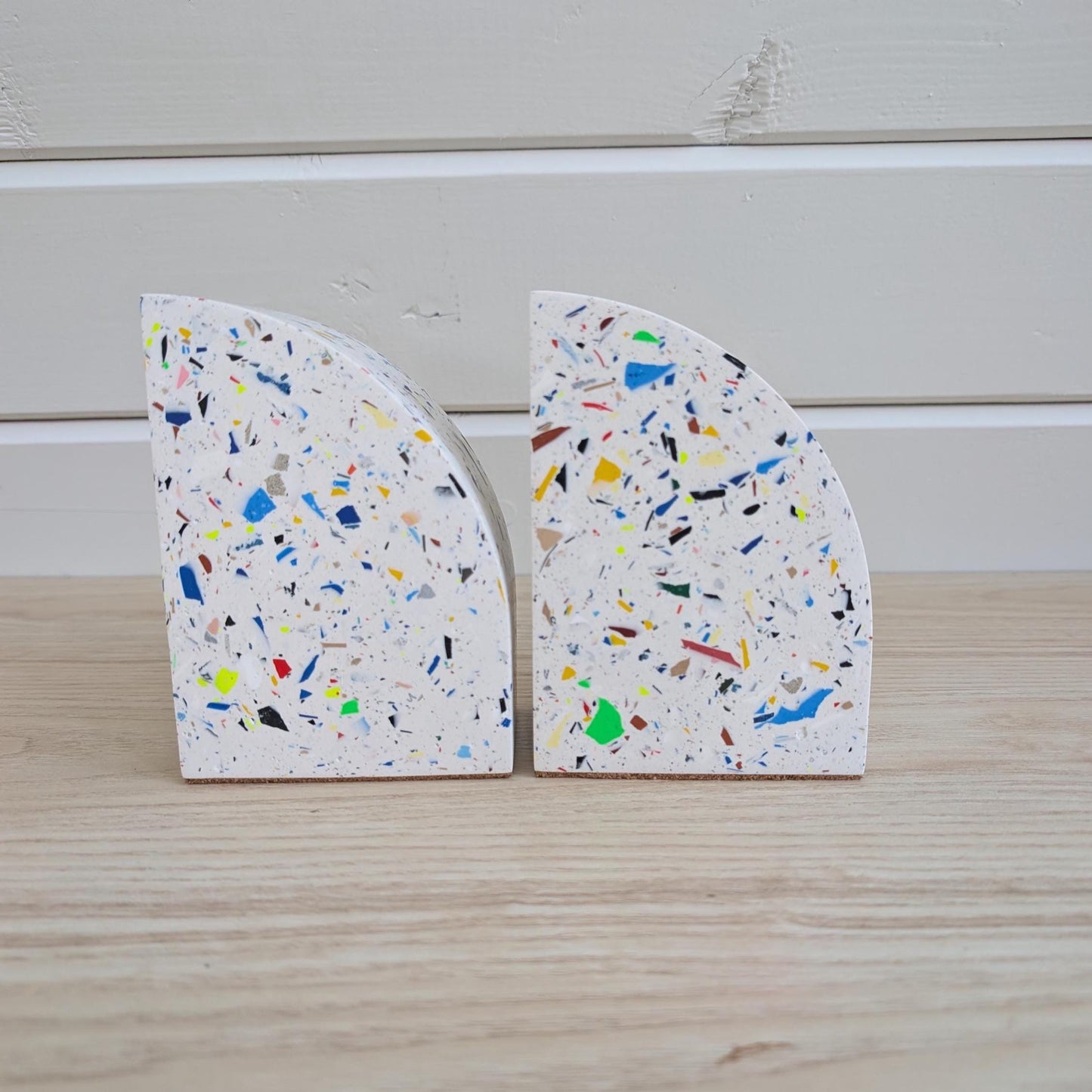Multicolor Geometric Eco-Friendly Terrazzo Bookends