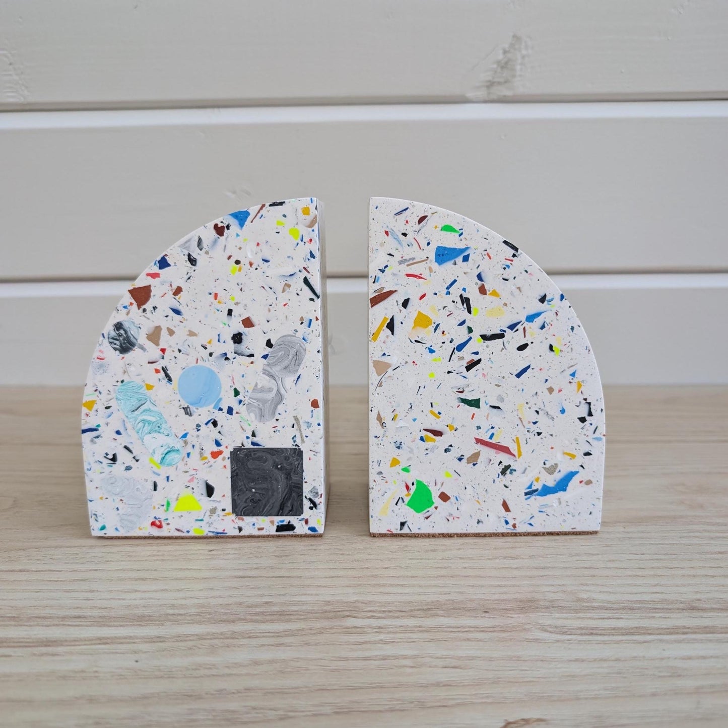 Multicolor Geometric Eco-Friendly Terrazzo Bookends