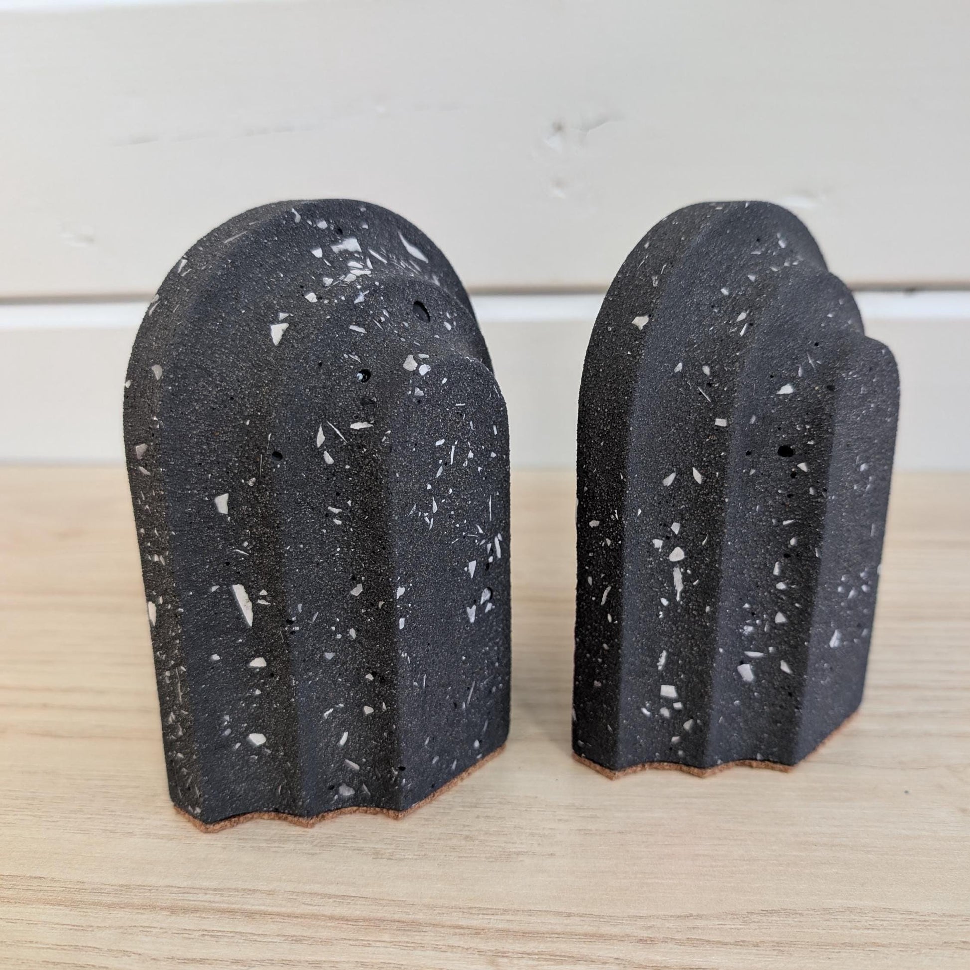 Black Concrete Terrazzo Arched Bookends