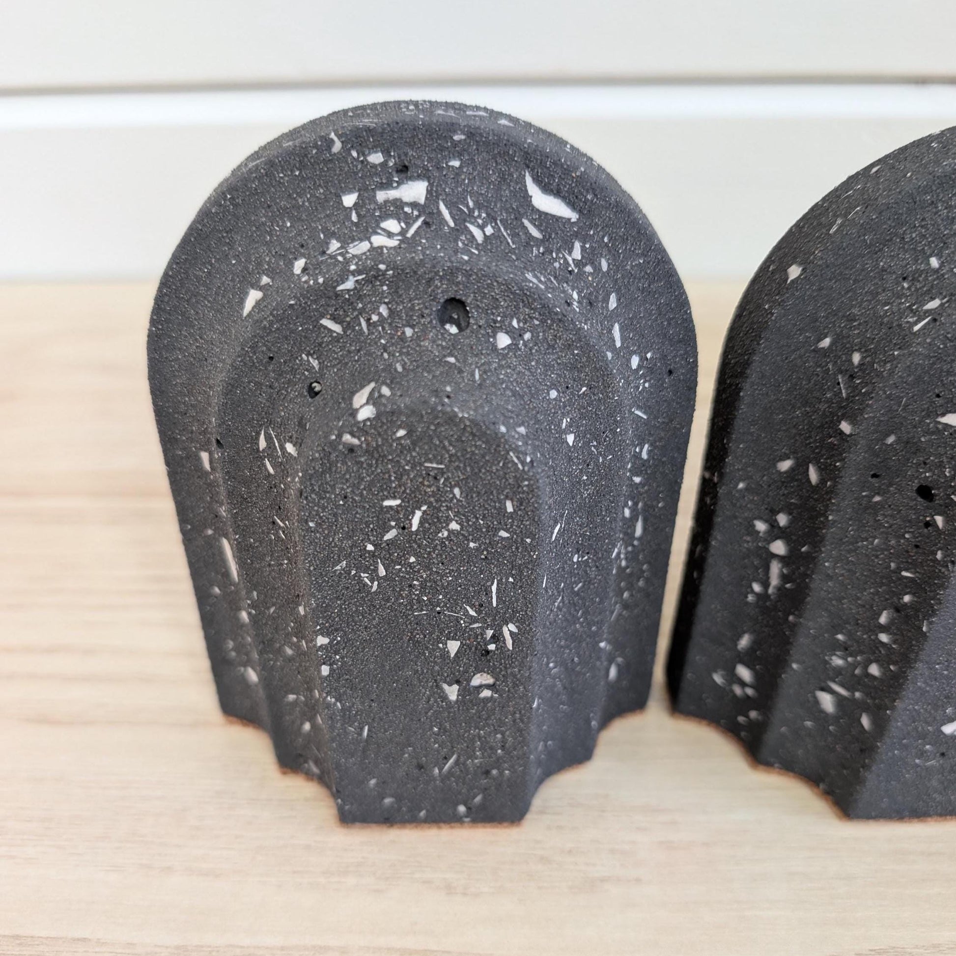 Black Concrete Terrazzo Arched Bookends