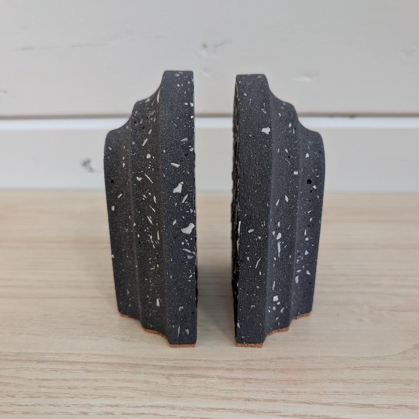 Black Concrete Terrazzo Arched Bookends