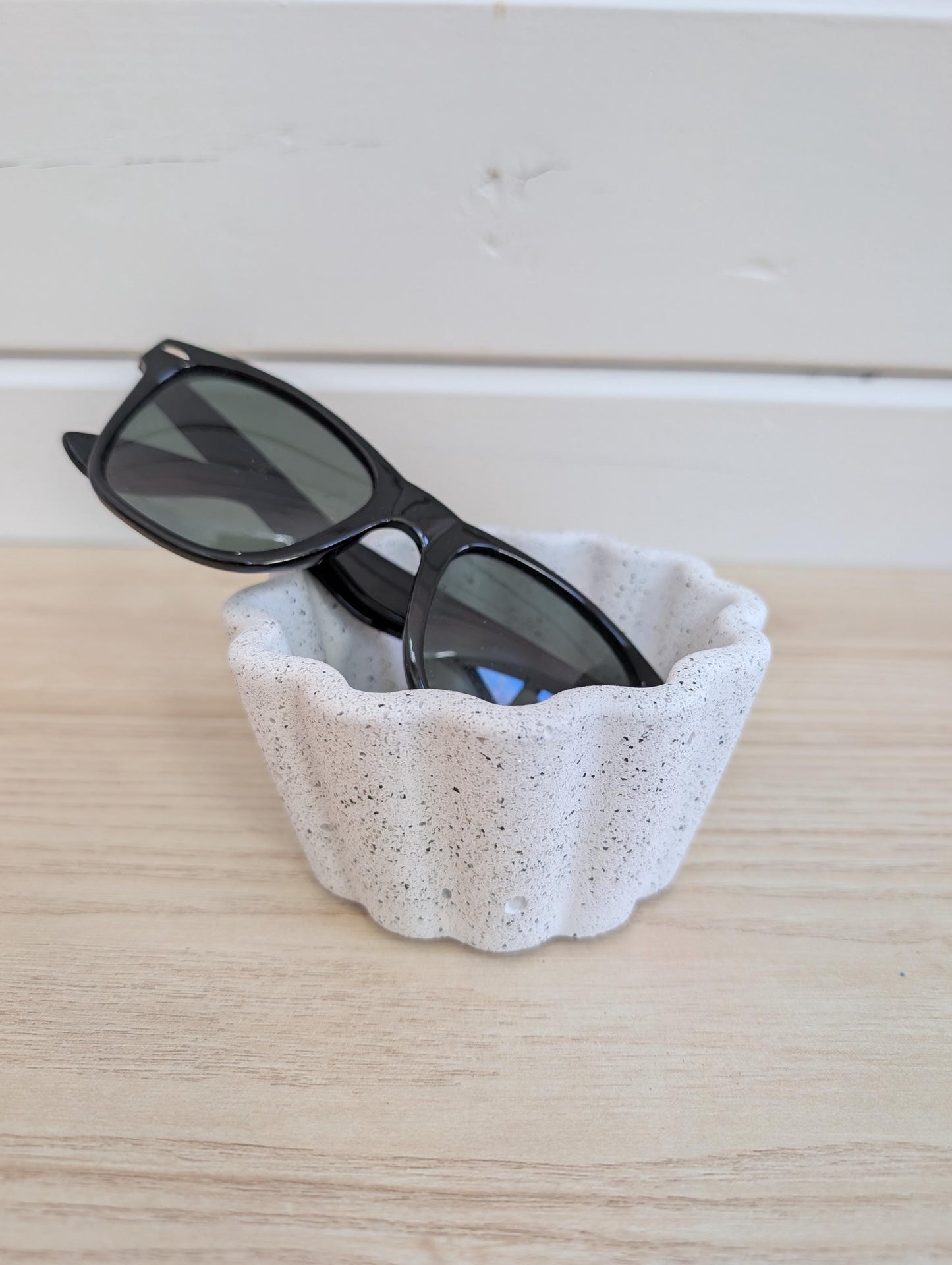 White Concrete Scalloped Catchall Dish