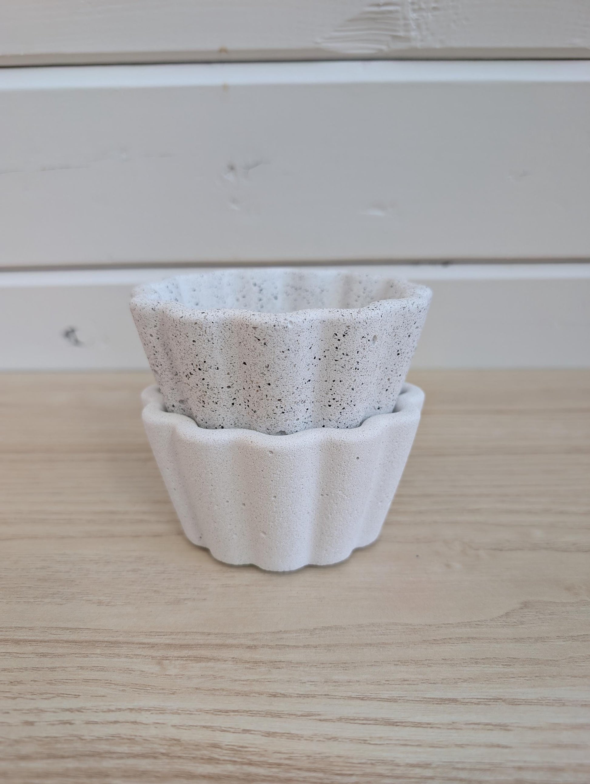 White Concrete Scalloped Catchall Dish