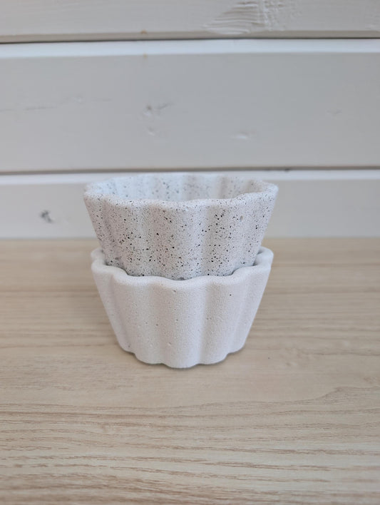 White Concrete Scalloped Catchall Dish
