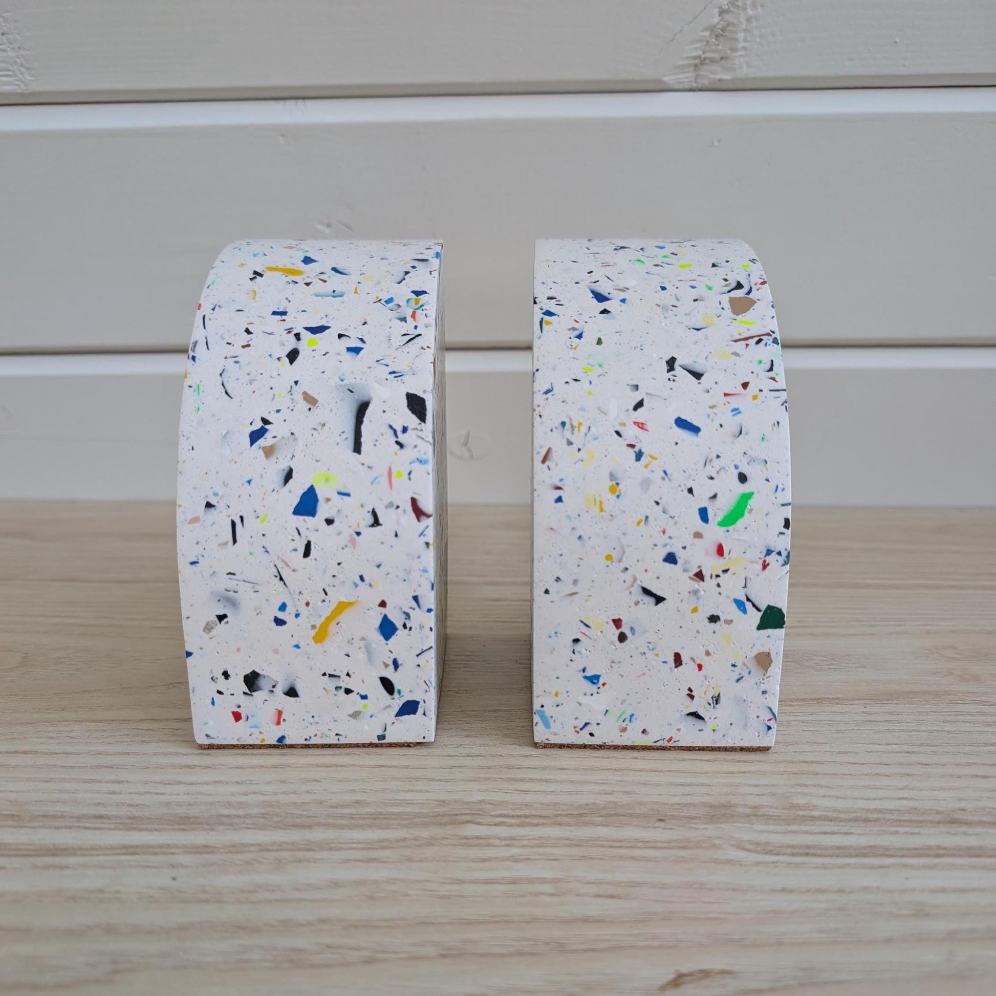 Multicolor Geometric Eco-Friendly Terrazzo Bookends