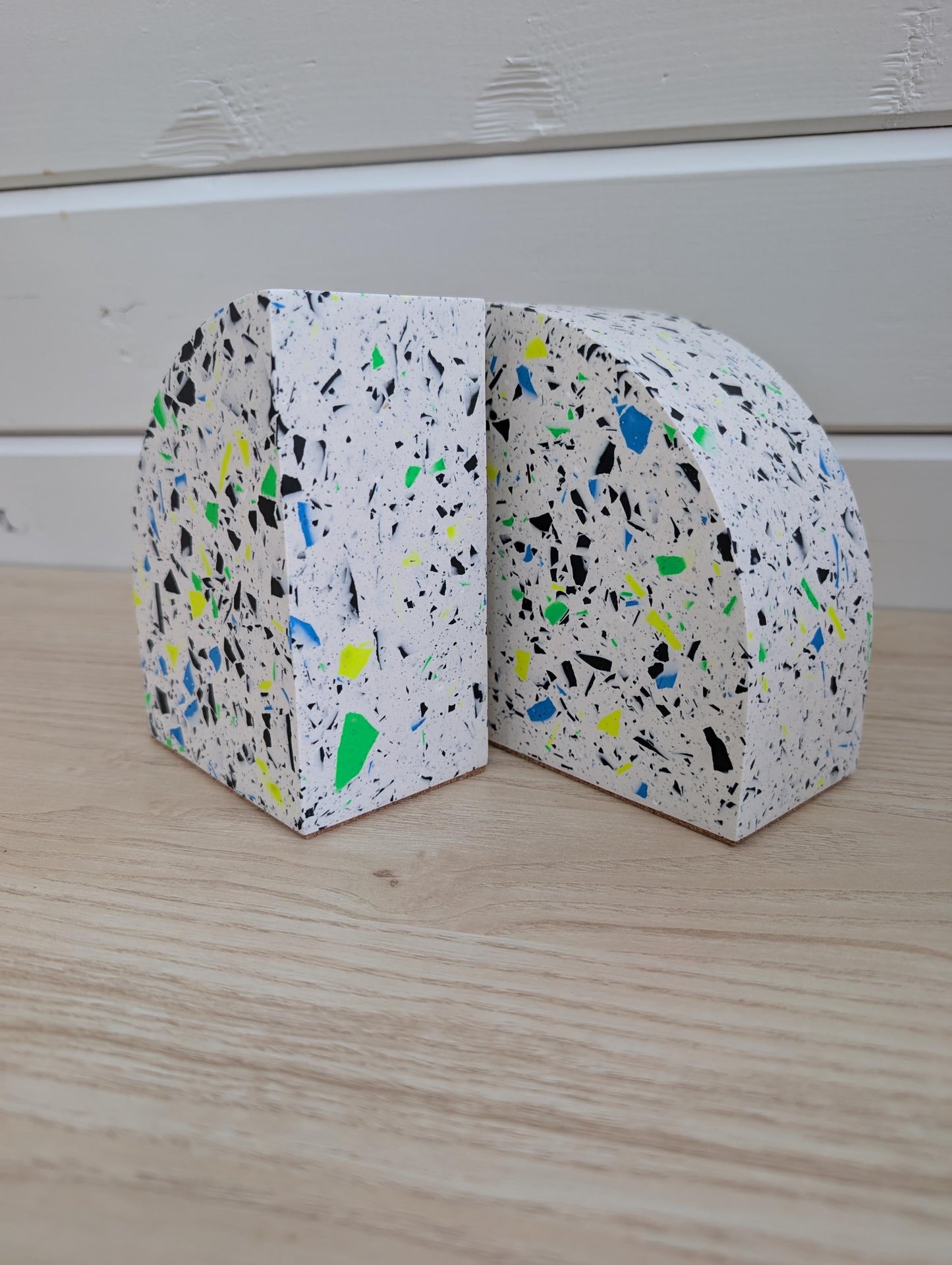 Multicolor Neon Eco-Friendly Terrazzo Bookends