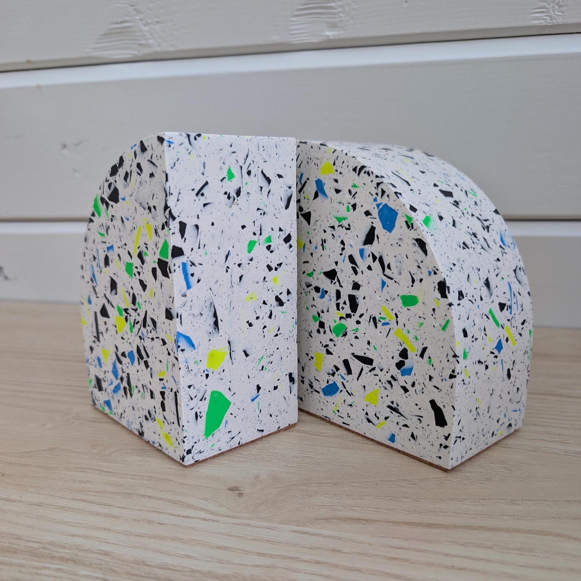 Multicolor Neon Eco-Friendly Terrazzo Bookends