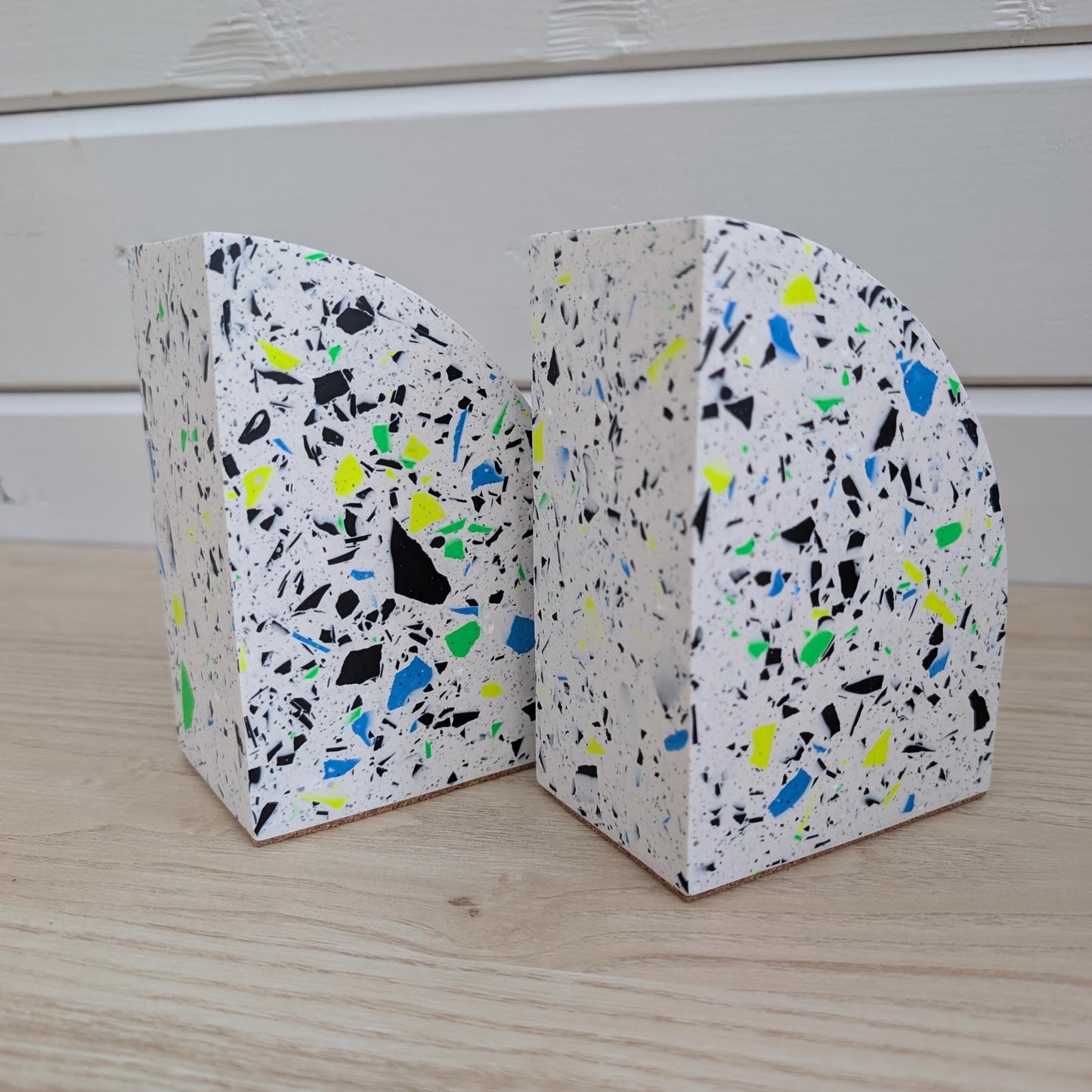 Multicolor Neon Eco-Friendly Terrazzo Bookends