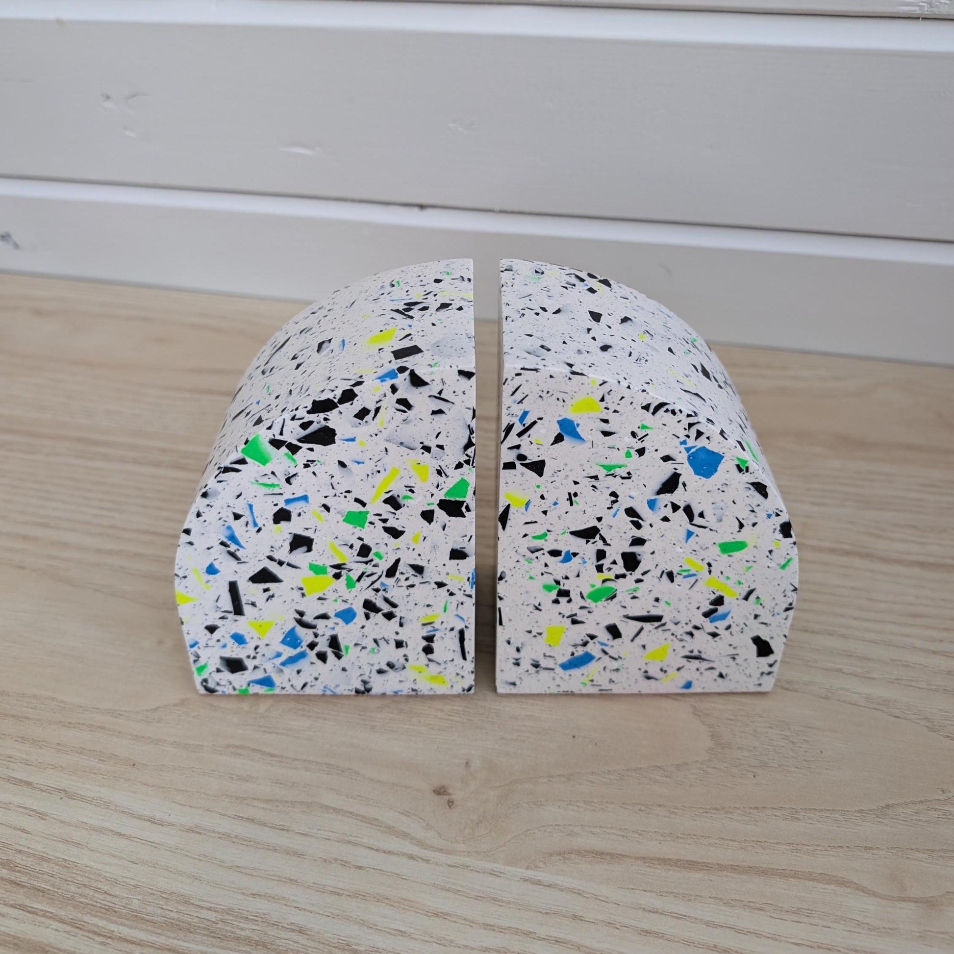 Multicolor Neon Eco-Friendly Terrazzo Bookends