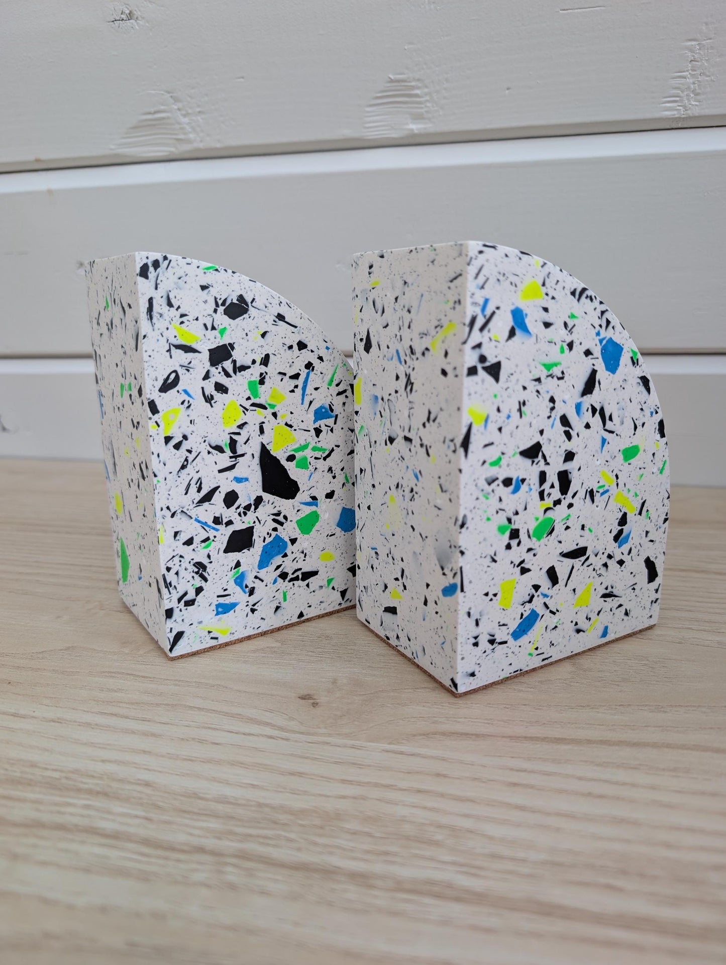 Multicolor Neon Eco-Friendly Terrazzo Bookends