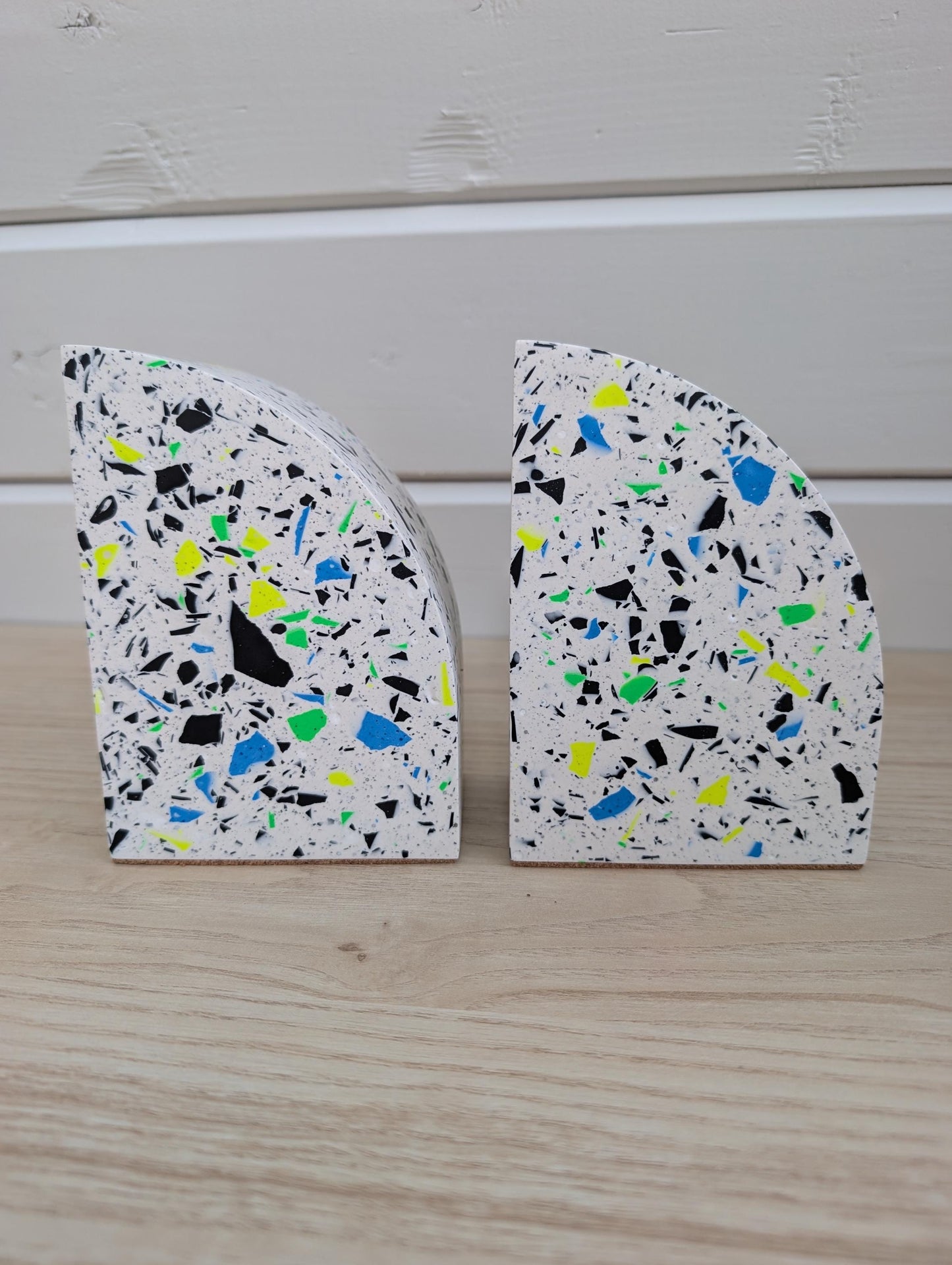 Multicolor Neon Eco-Friendly Terrazzo Bookends