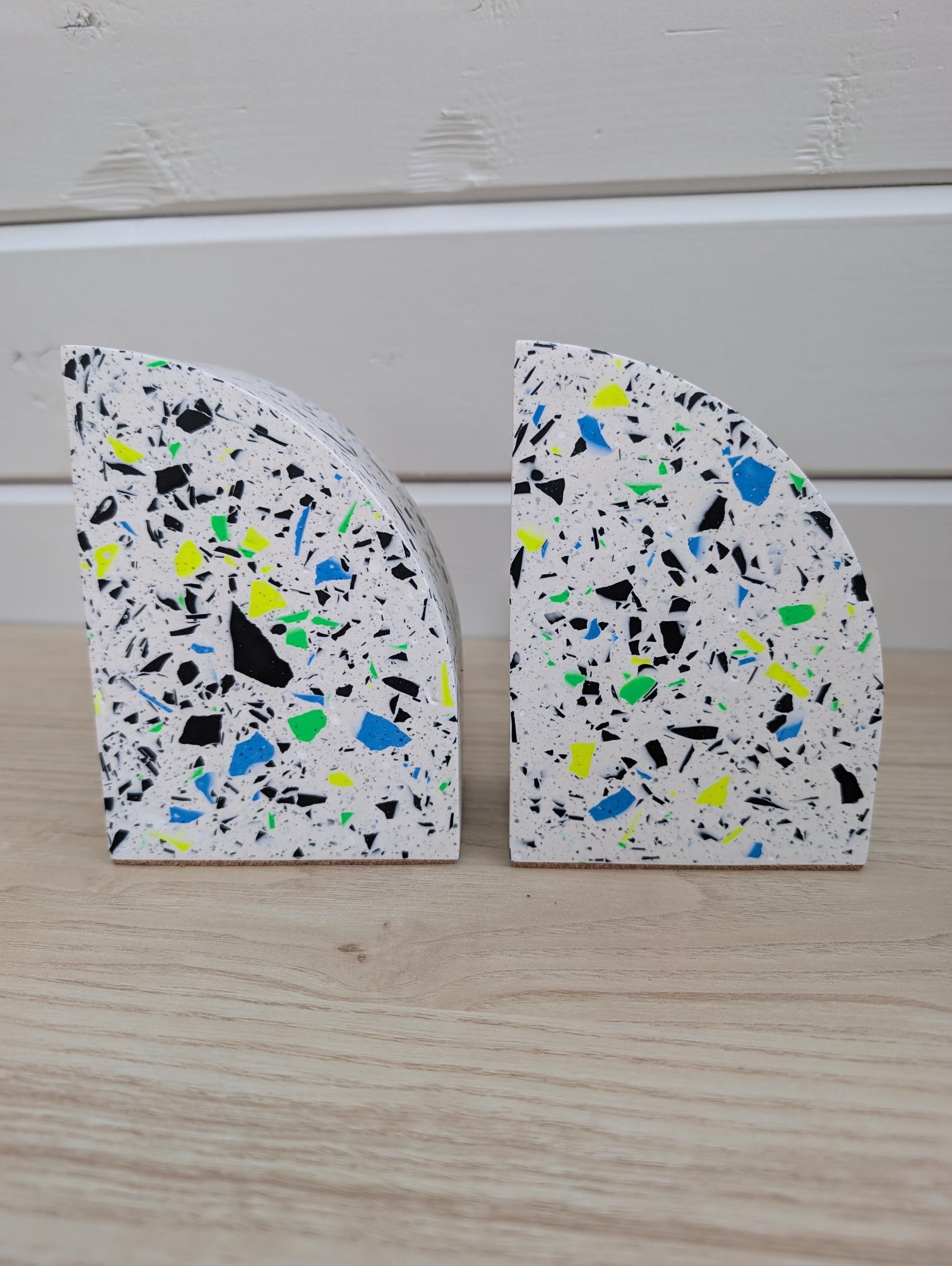 Multicolor Neon Eco-Friendly Terrazzo Bookends